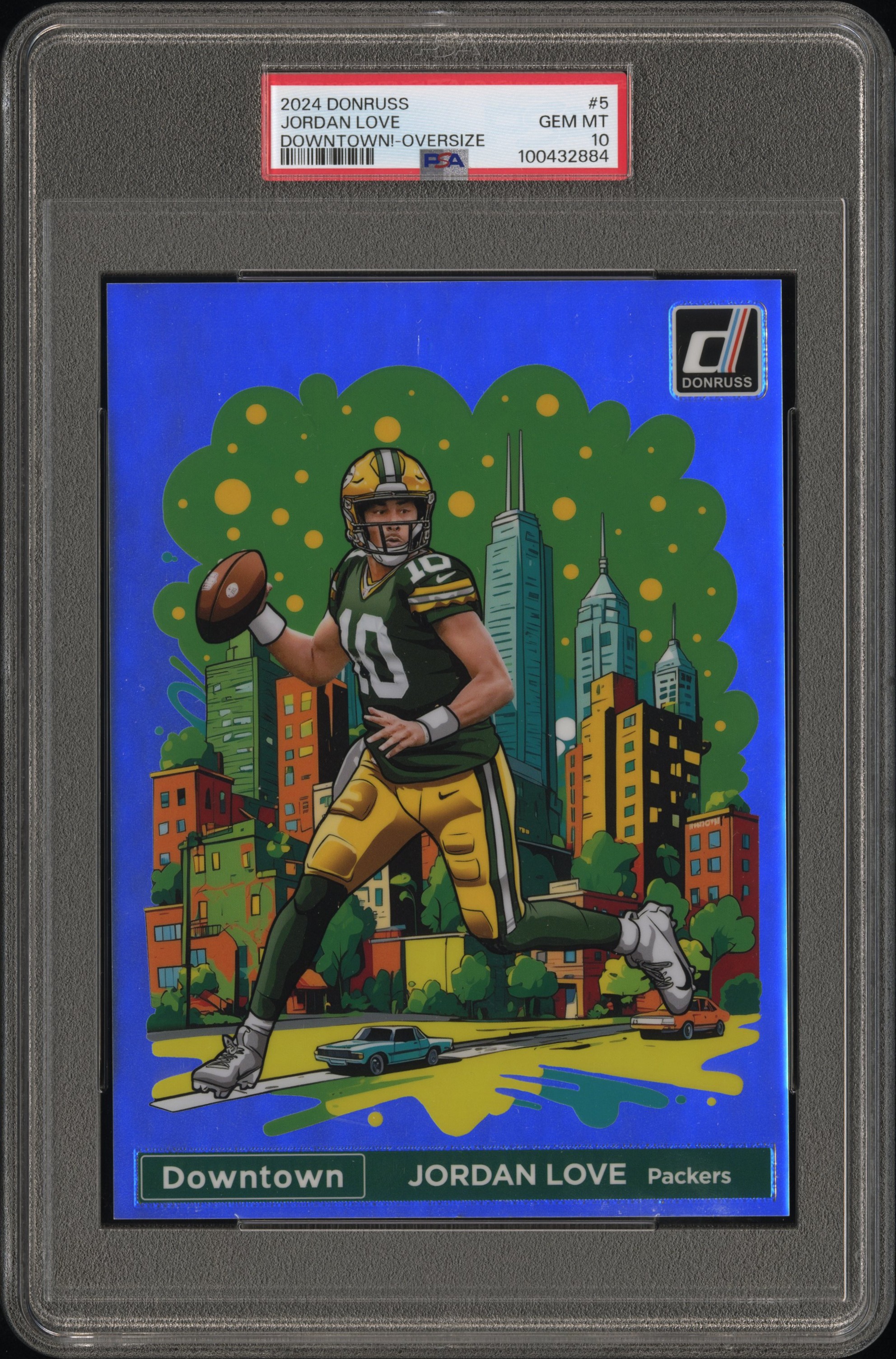 2024 Panini Donruss Downtown! Jordan Love #5 (Downtown!-Oversize) Gem Mt 10 front