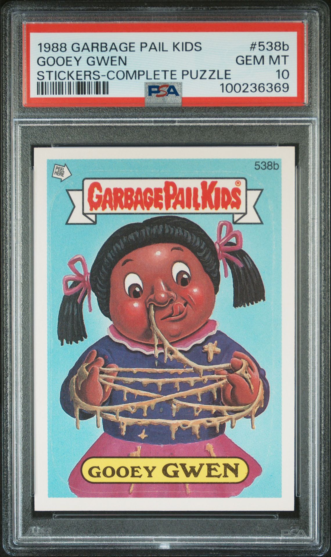 1988 Topps GARBAGE PAIL KIDS STICKERS STICKERS-COMPLETE PUZZLE #538B Gooey Gwen front