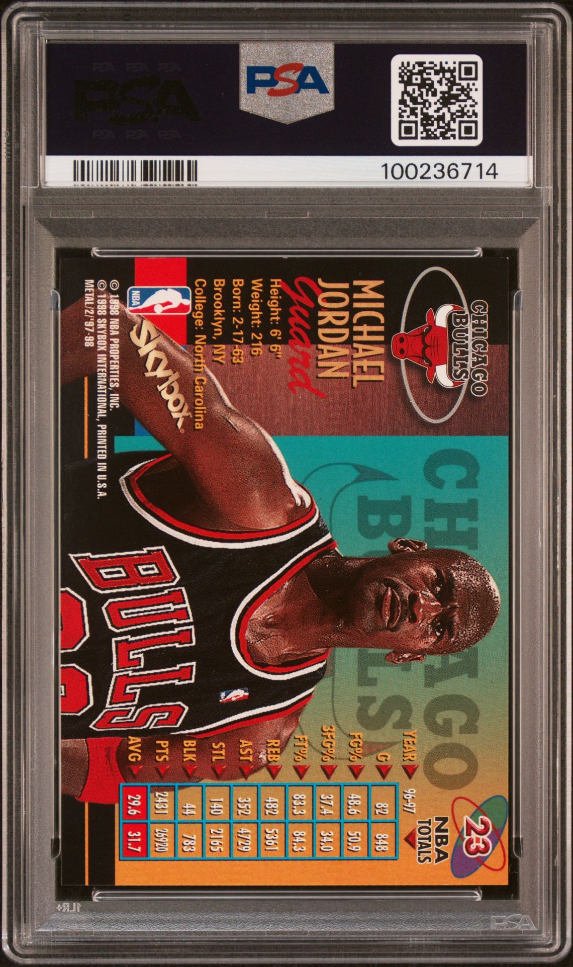 1997 Metal Universe Championship Michael Jordan #23 (Championship) Mint 9 back