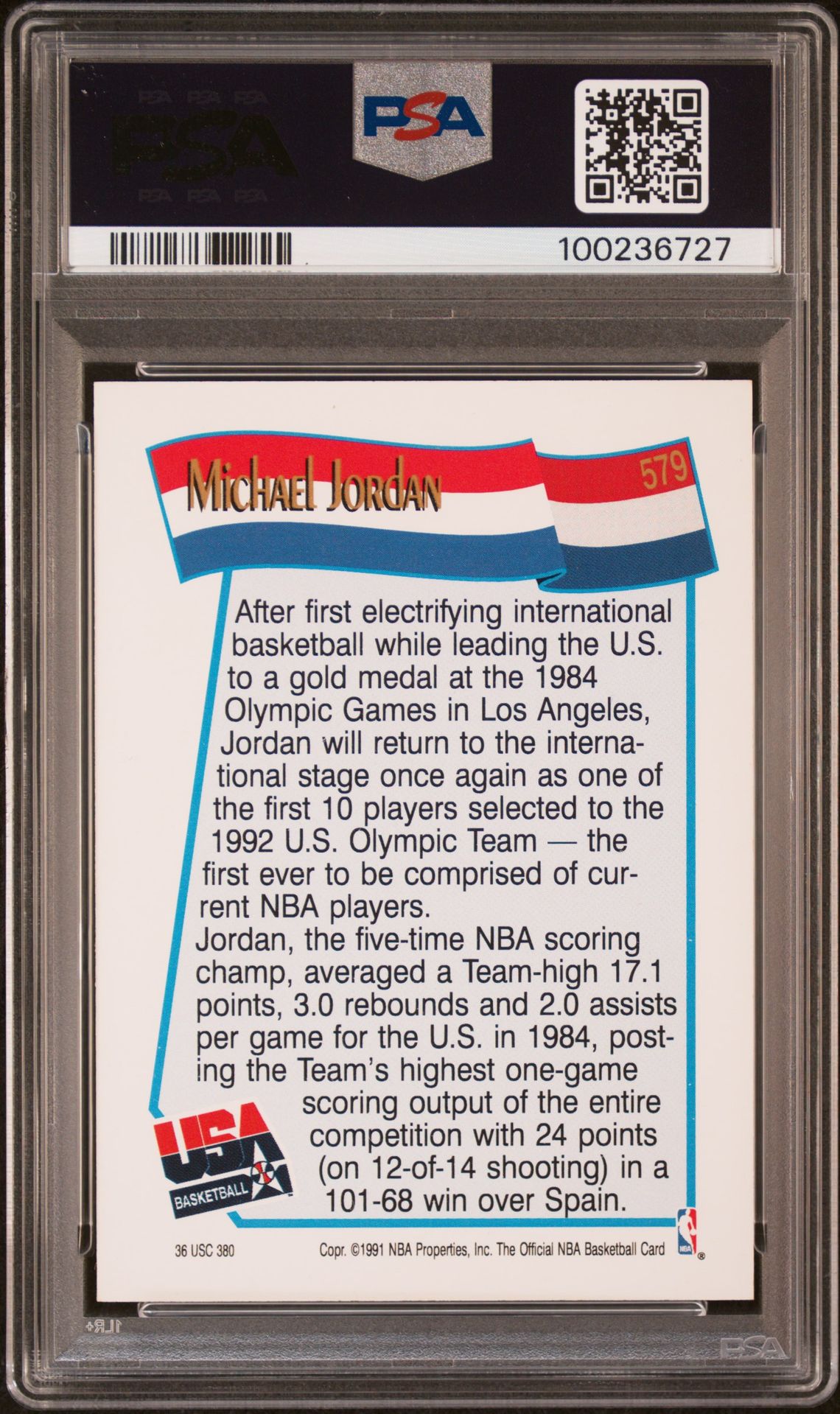1991 Hoops Michael Jordan #579 Mint 9 back