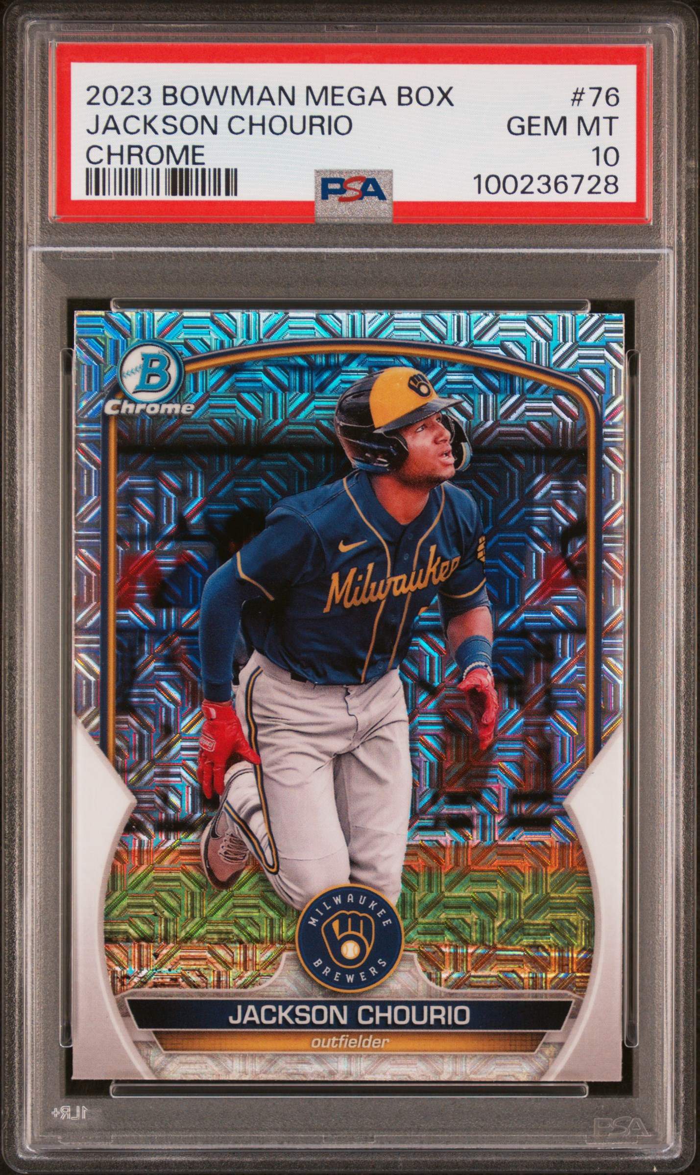 2023 Bowman Mega Box Chrome Jackson Chourio #76 (Chrome) Gem Mt 10 front