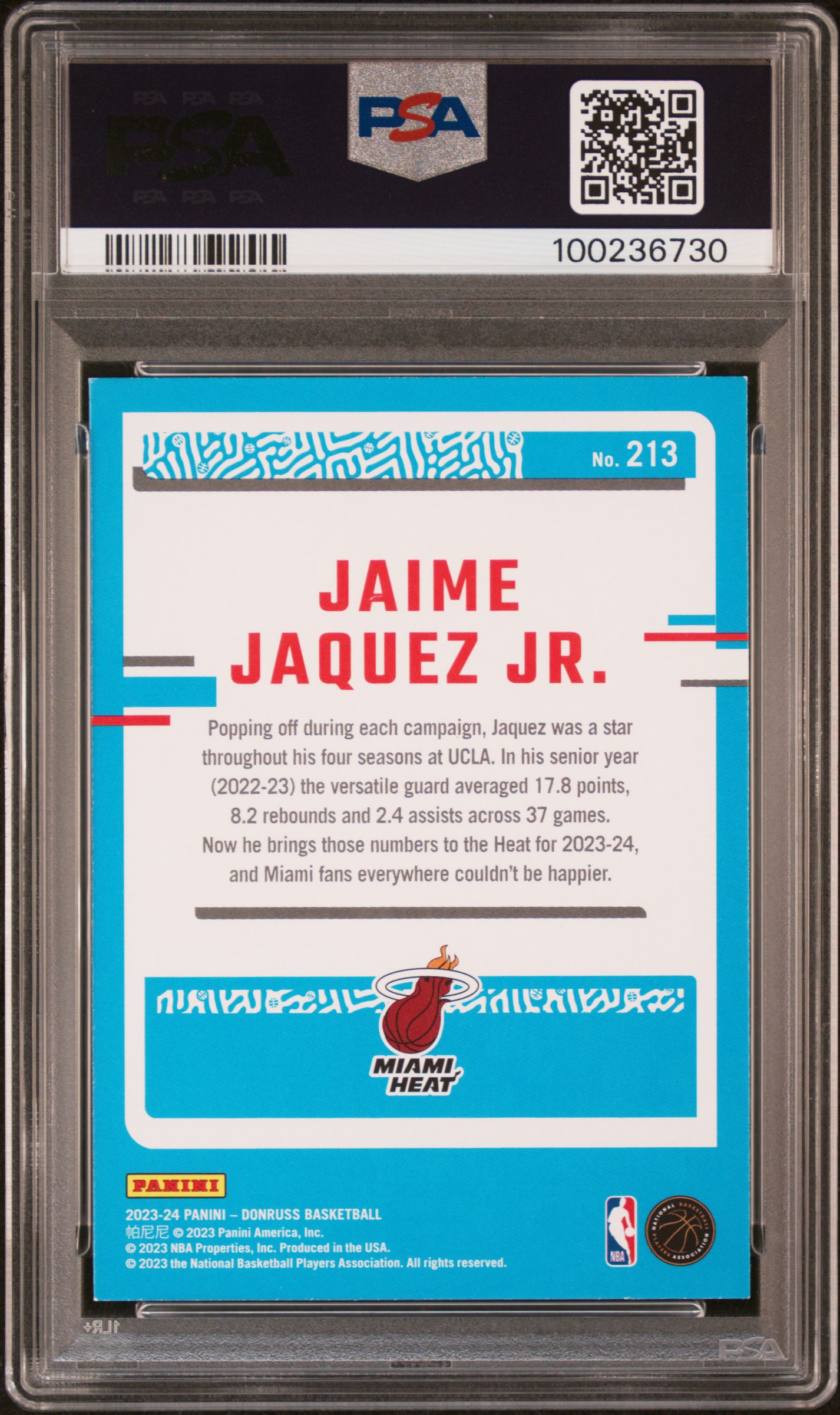 2023 Panini Donruss Jaime Jaquez Jr. #213 Nm-Mt 8 back
