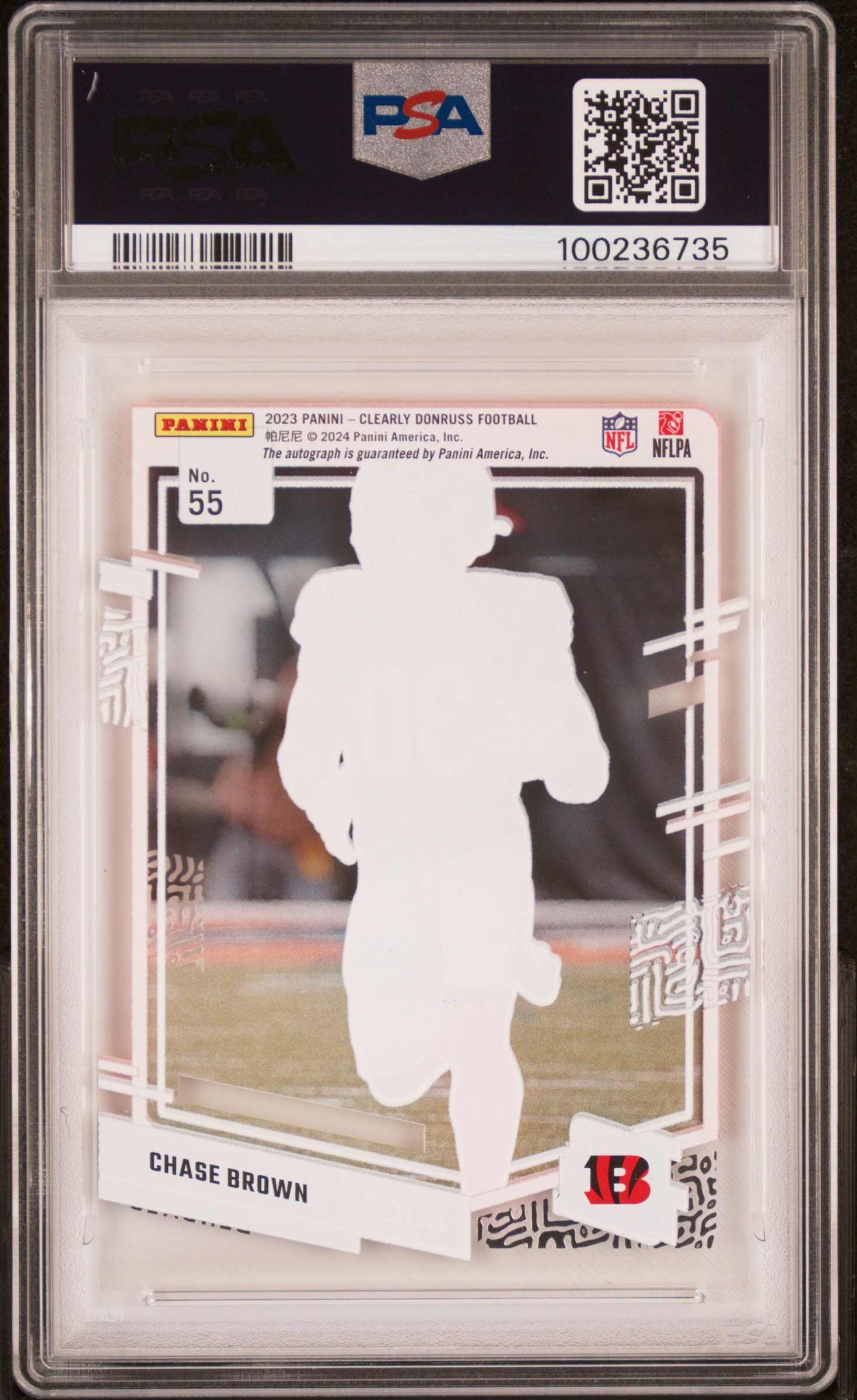 2023 Panini Clearly Donruss Chase Brown #55 (Autograph) Nm-Mt 8 back