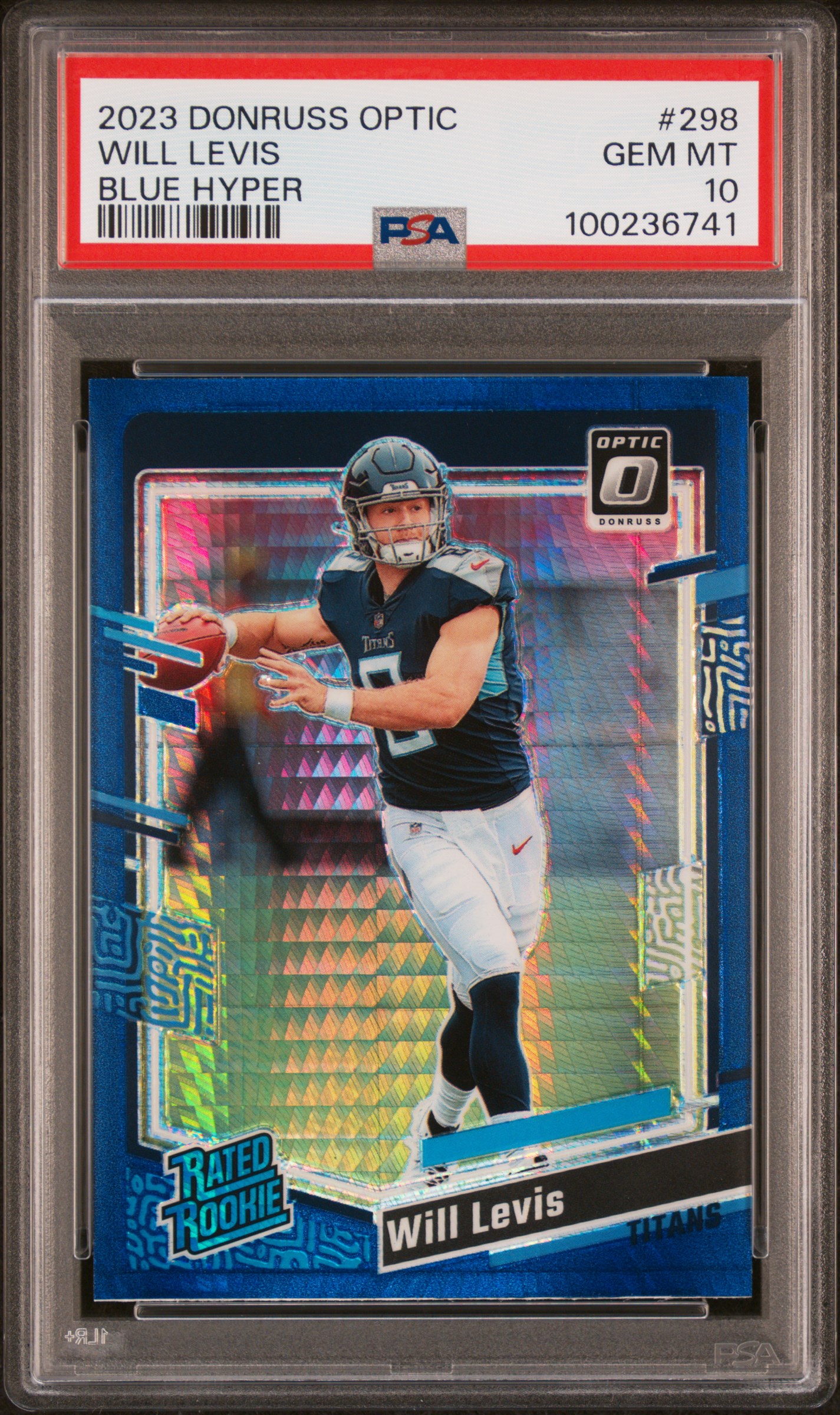 2023 Panini Donruss Optic Will Levis #298 (Blue Hyper) Gem Mt 10 front