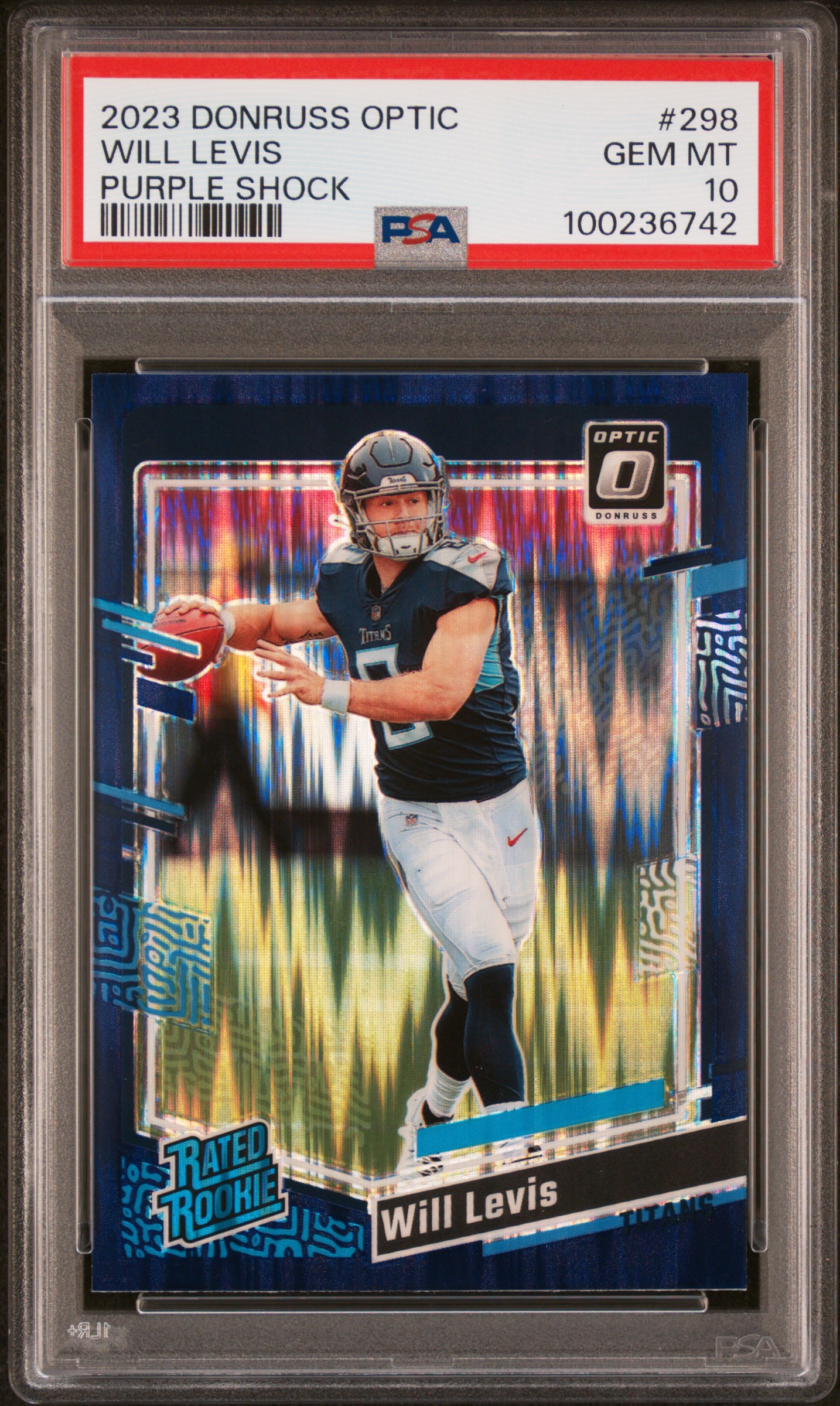 2023 Panini Donruss Optic Will Levis #298 (Purple Shock) Gem Mt 10 front