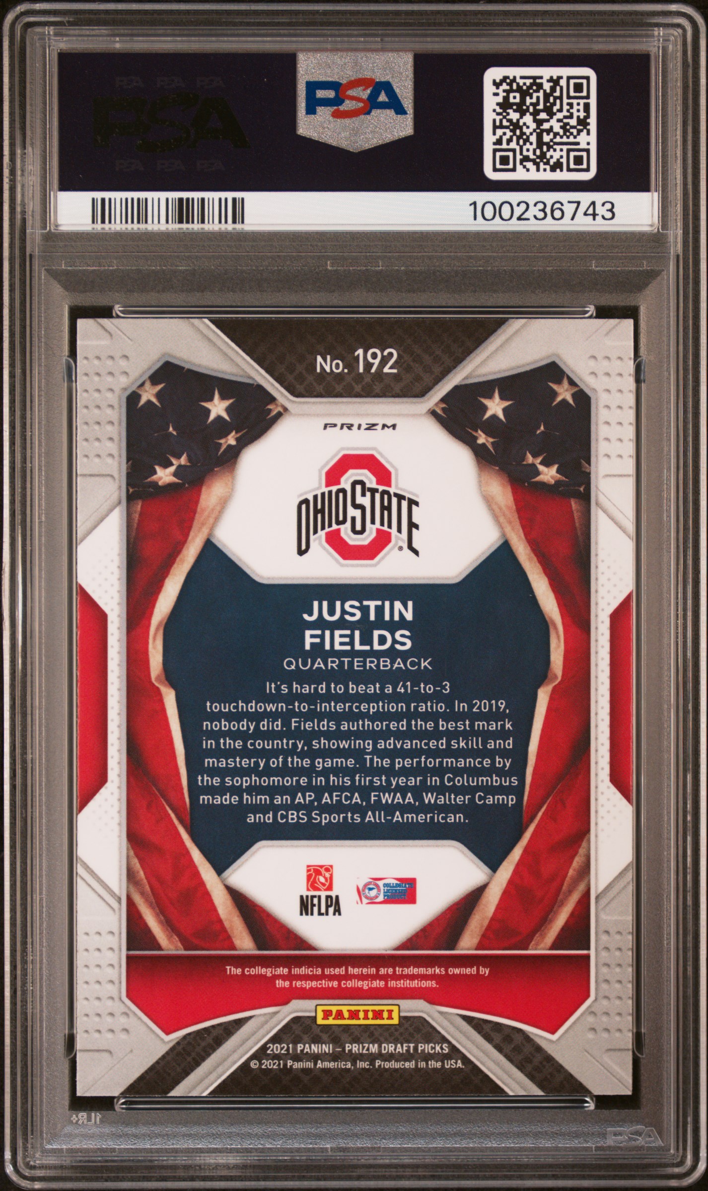 2021 Panini Prizm Draft Picks Justin Fields #192 (Green Prizm) Nm-Mt 8 back