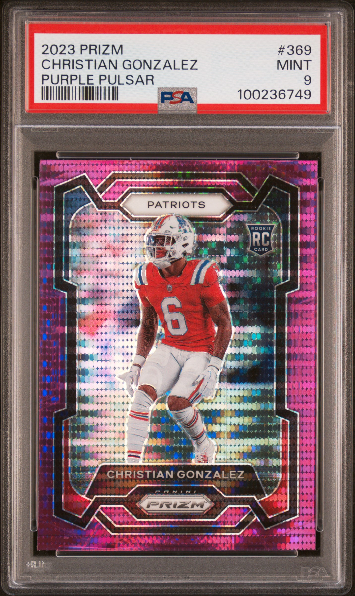 2023 Panini Prizm Christian Gonzalez #369 (Purple Pulsar) Mint 9 front