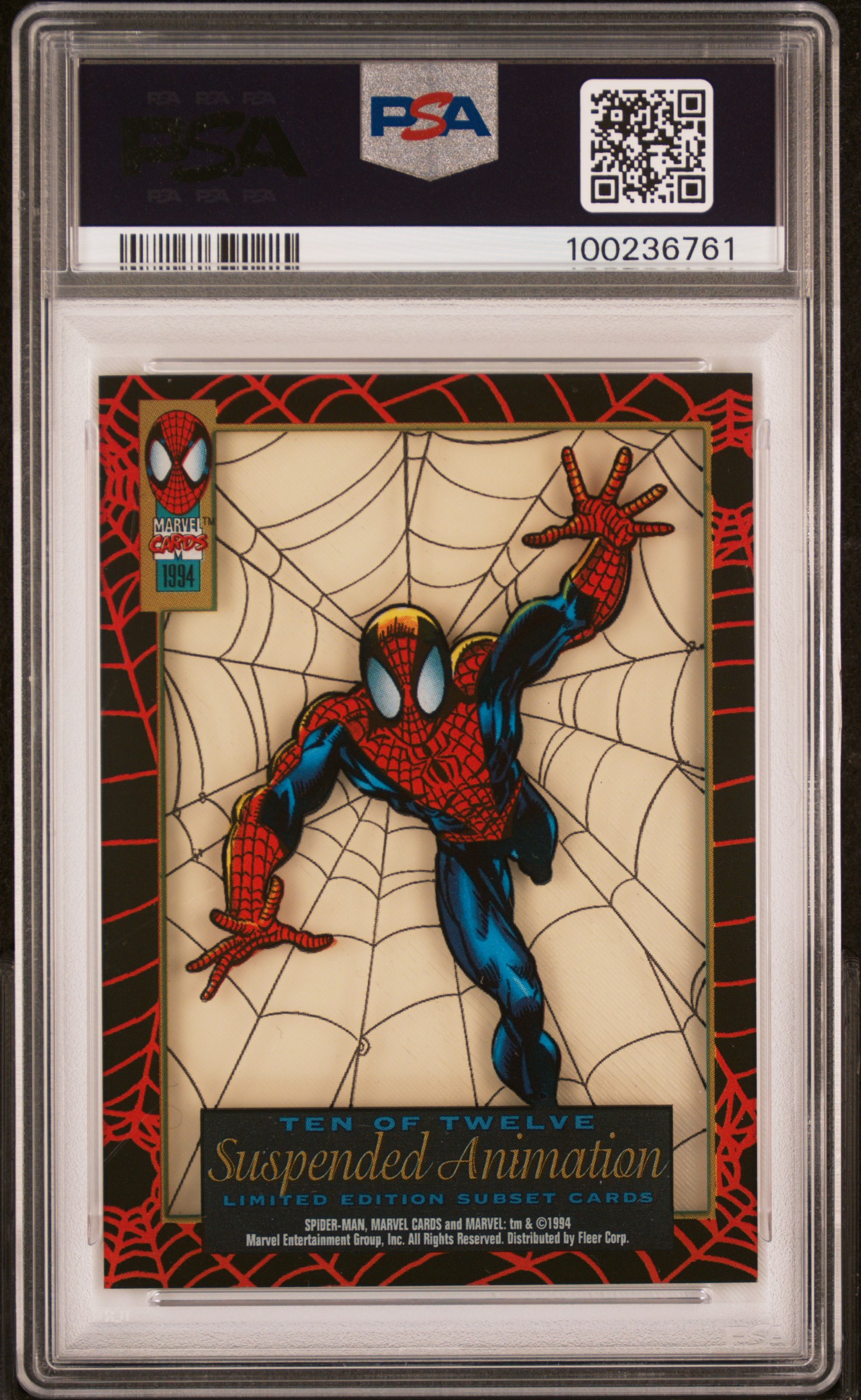 1994 Fleer The Amazing Spider-Man Suspended Animation Spider-Man #10 (Suspended Animation) Nm-Mt 8 back