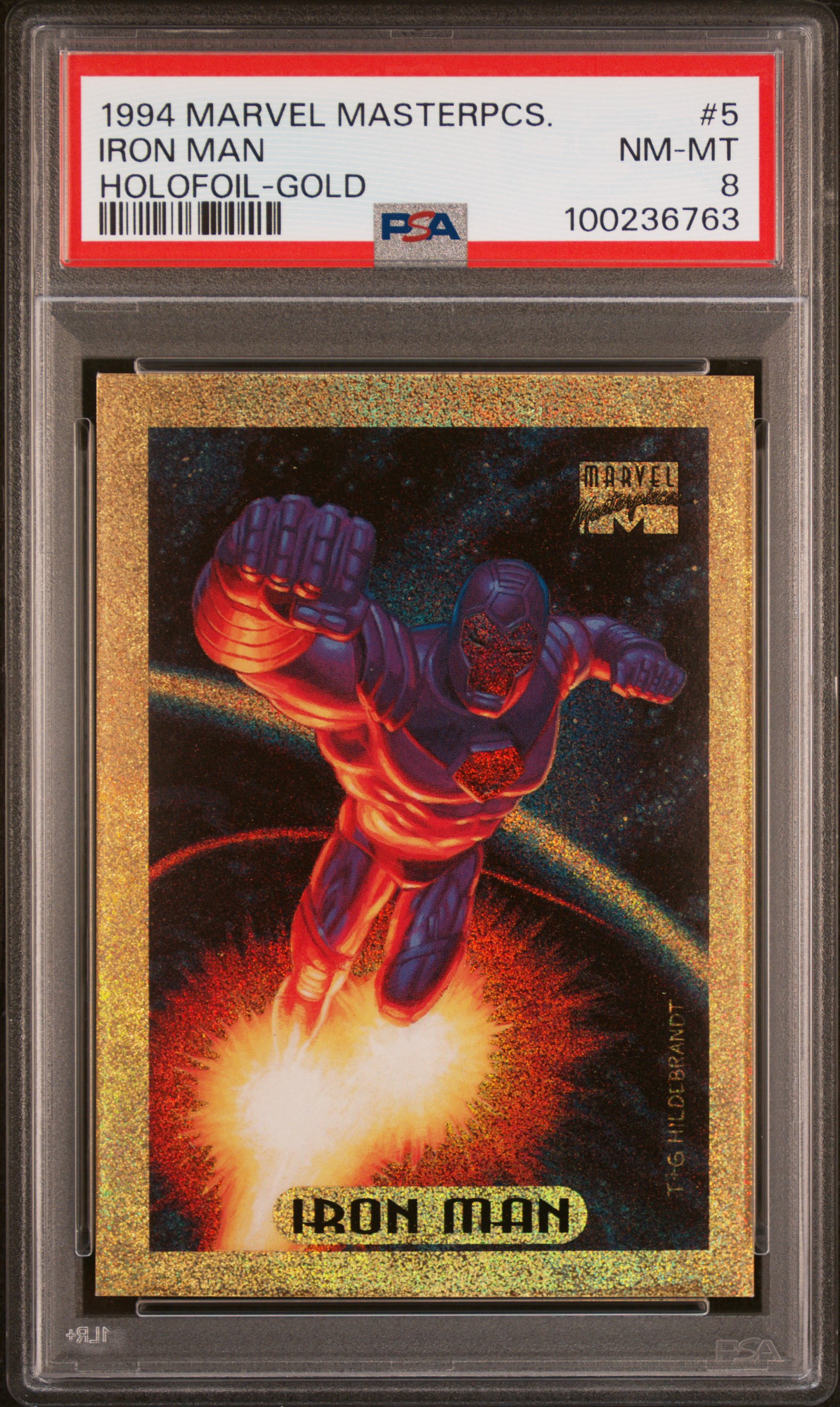 1994 Marvel Masterpieces Holofoil Iron Man #5 (Holofoil-Gold) Nm-Mt 8 front