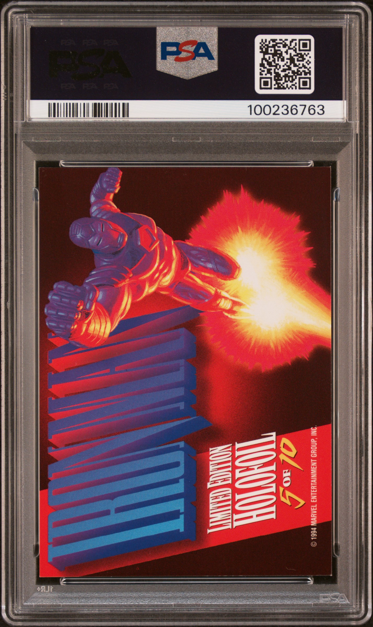 1994 Marvel Masterpieces Holofoil Iron Man #5 (Holofoil-Gold) Nm-Mt 8 back