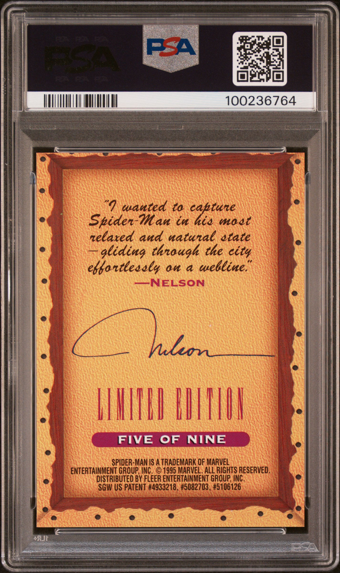 1995 Ultra Spider-Man Masterpieces Spider-Man #5 (Masterpieces) Mint 9 back