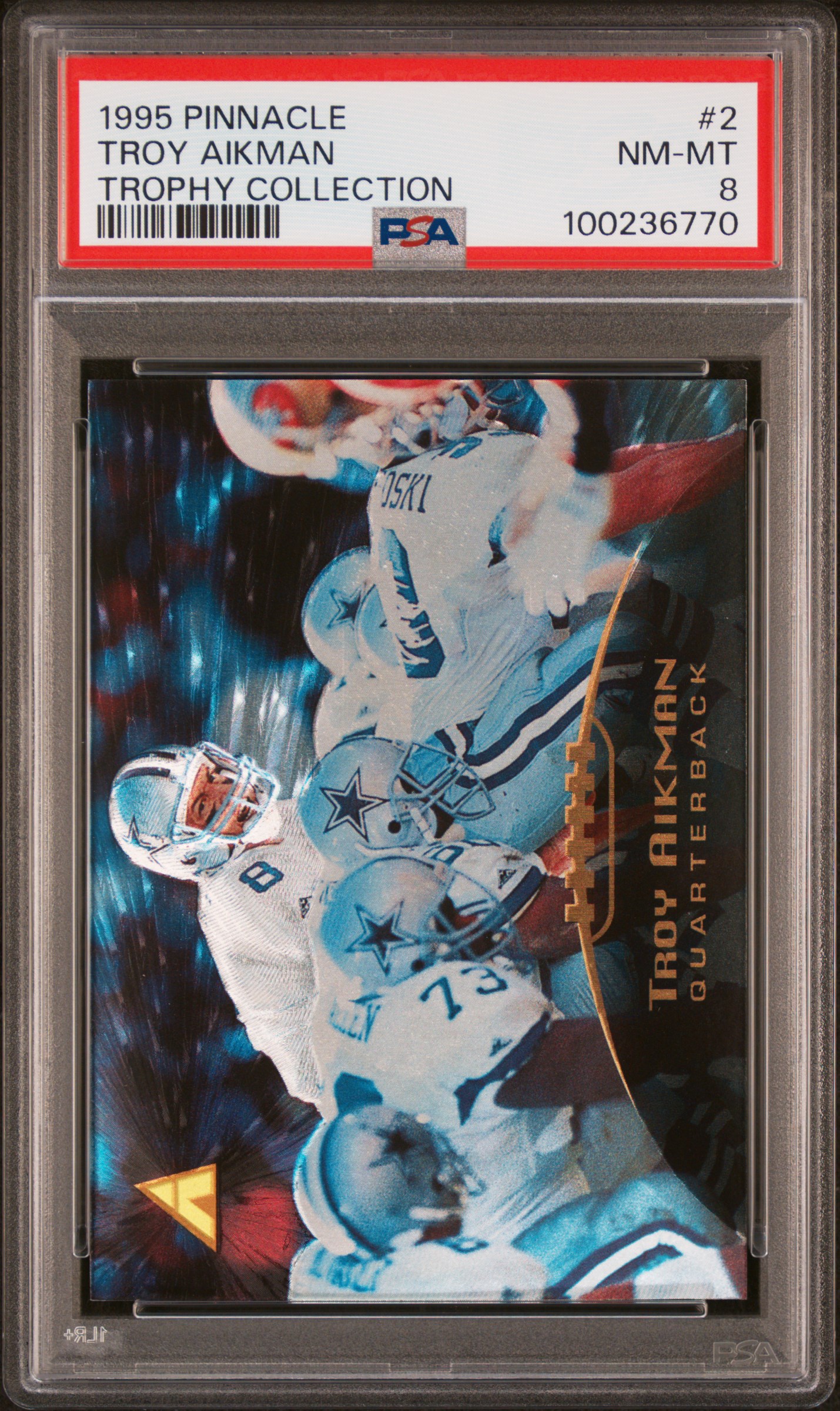 1995 Pinnacle Trophy Collection Troy Aikman #2 (Trophy Collection) Nm-Mt 8 front