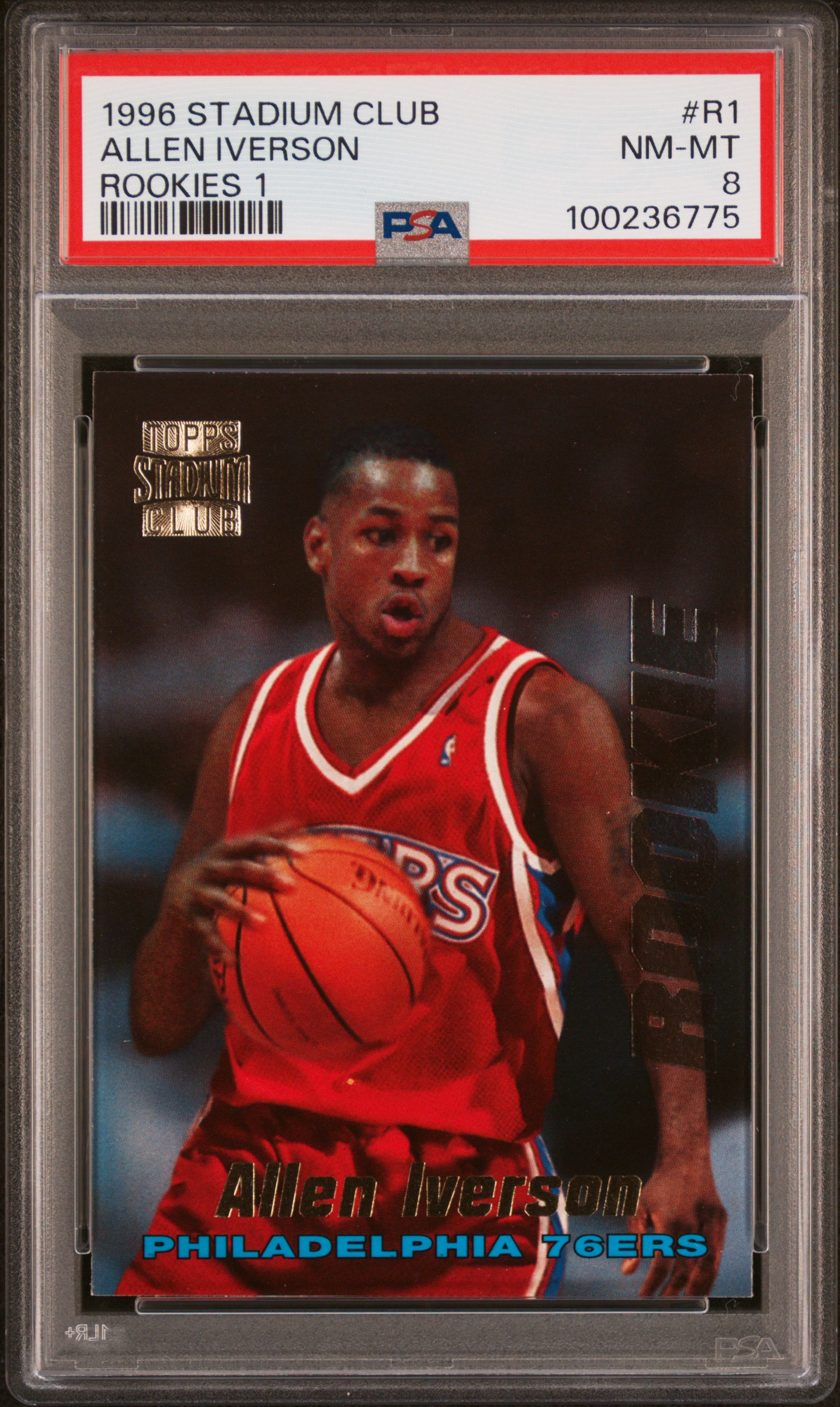 1996 Stadium Club Rookies 1 Allen Iverson #R1 (Rookies 1) Nm-Mt 8 front