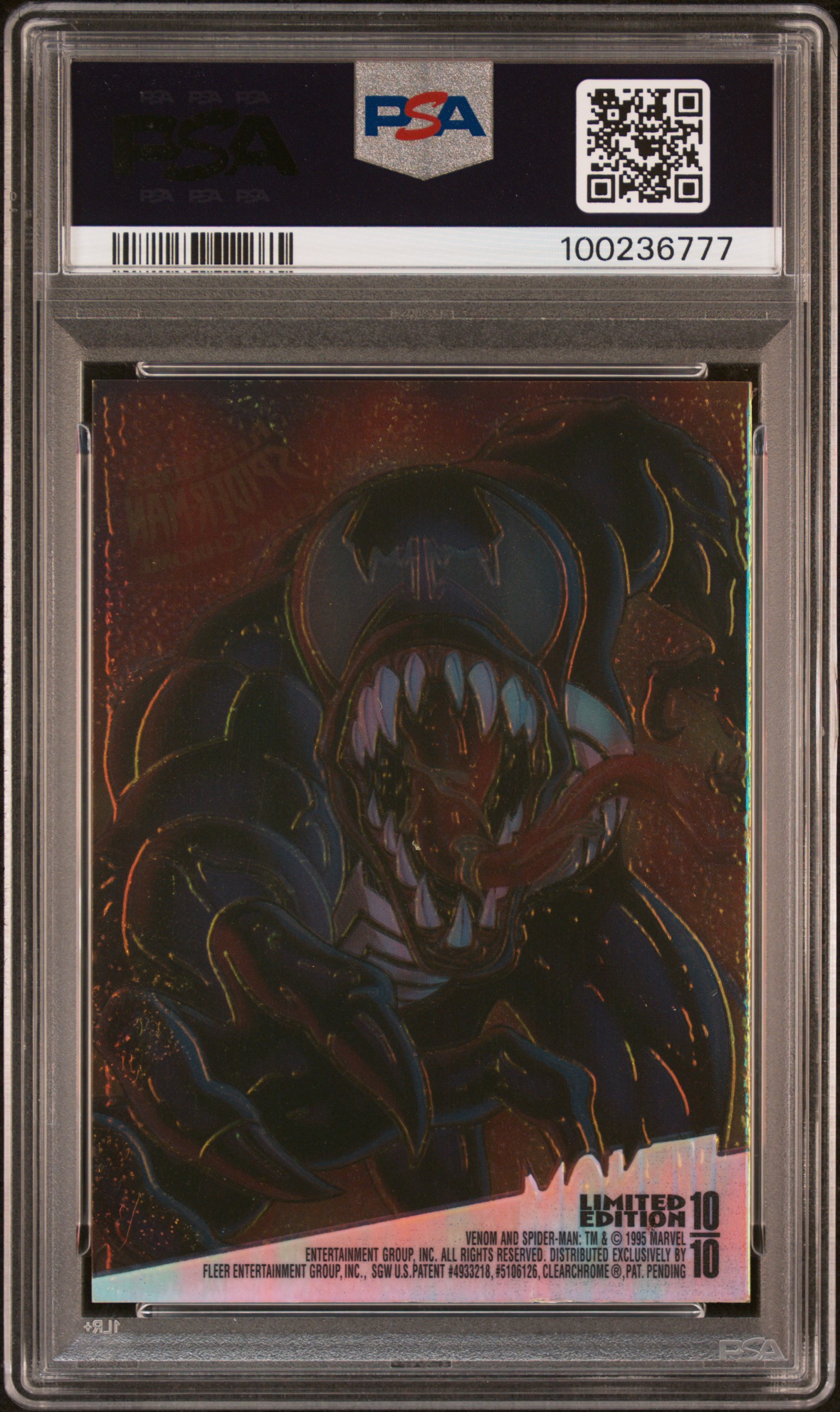 1995 Ultra Spider-Man Clearchrome Venom #10 (Clearchrome) Nm-Mt 8 back