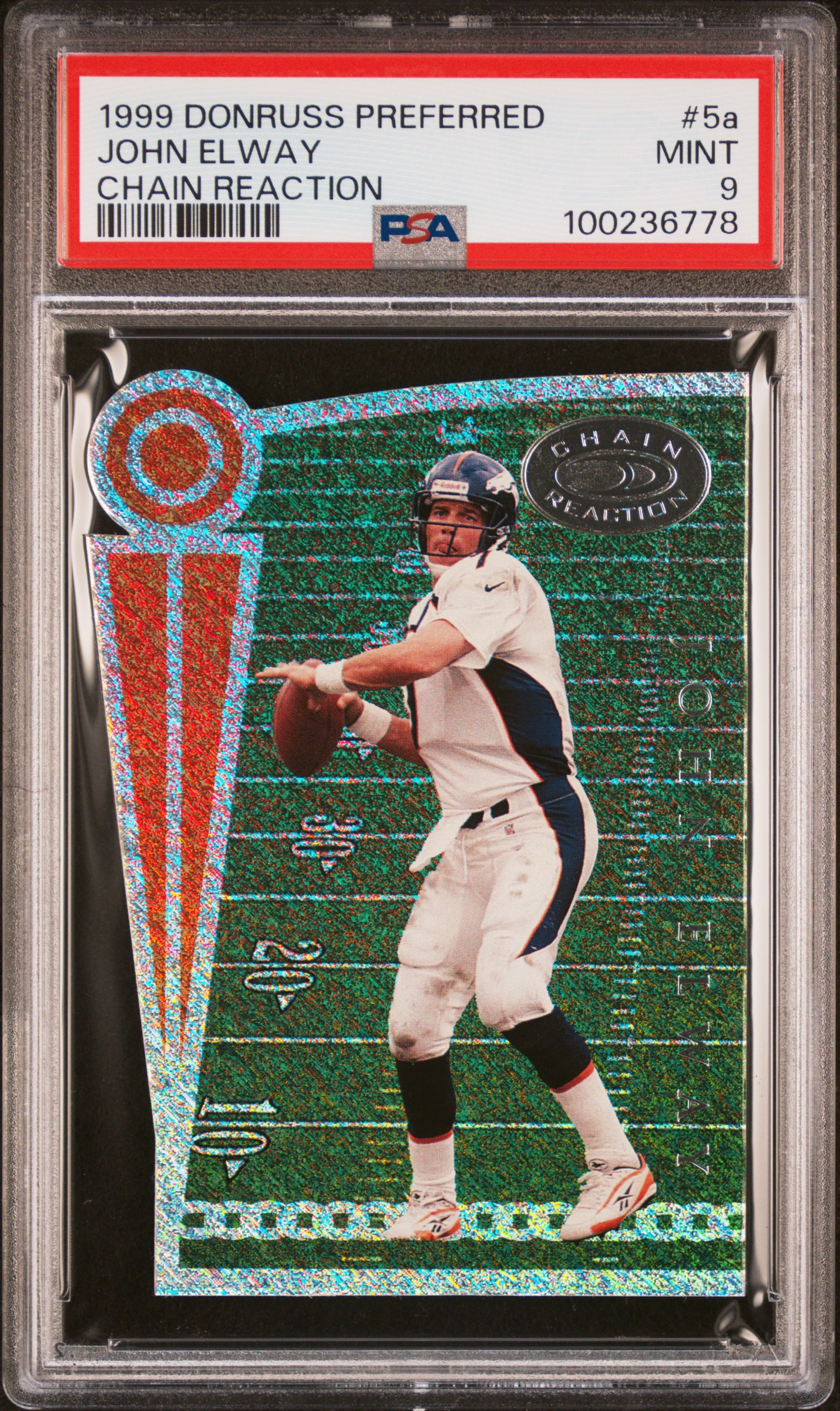 1999 Donruss Preferred Chain Reaction John Elway #5A (Chain Reaction) Mint 9 front
