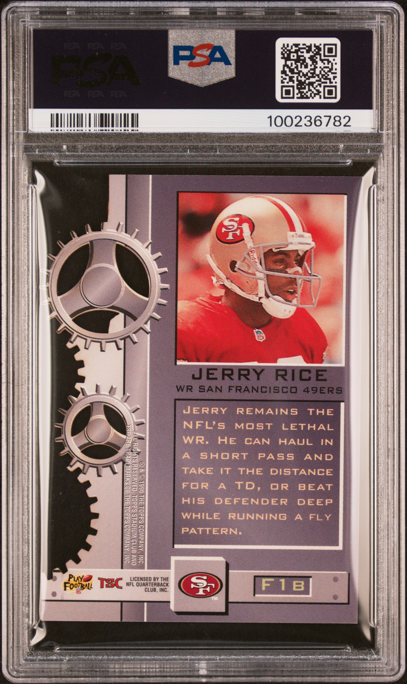 1996 Stadium Club Fusion Jerry Rice #F1B (Fusion) Nm-Mt 8 back