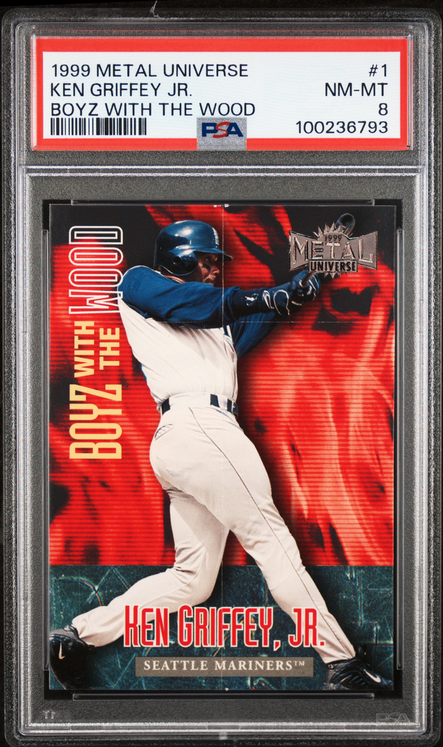 1999 Metal Universe Boyz With The Wood Ken Griffey Jr. #1 (Boyz With The Wood) Nm-Mt 8 front