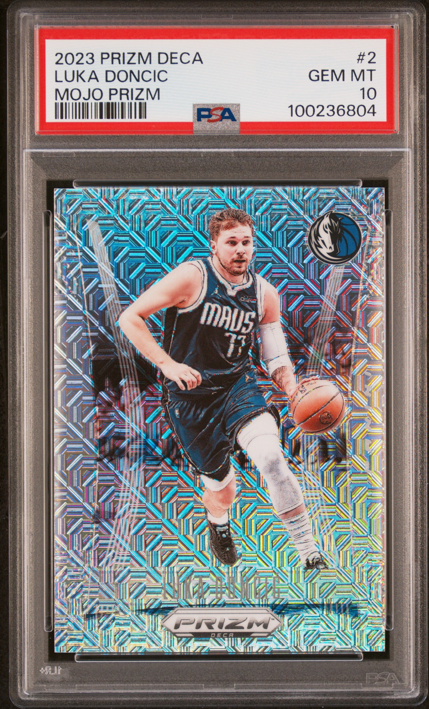 2023 Panini Prizm Deca Luka Doncic #2 (Mojo Prizm) Gem Mt 10 front