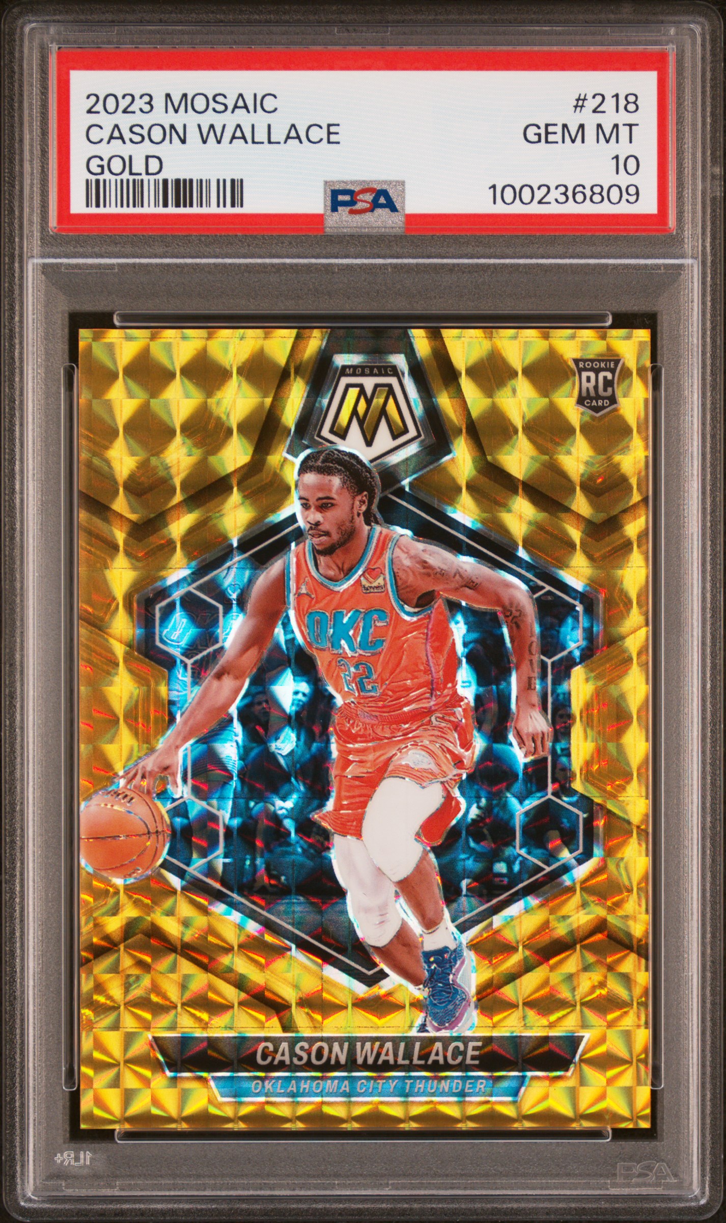 2023 Panini Mosaic Cason Wallace #218 (Gold) Gem Mt 10 front