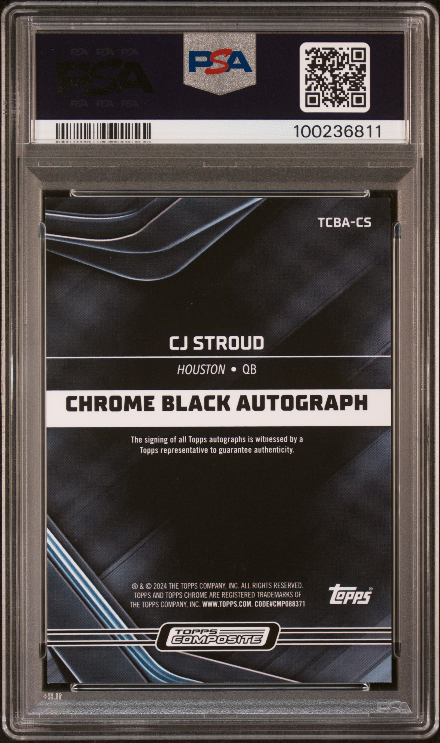 2023 Topps Composite Topps Chrome Black Autographs Cj Stroud #Tcbacs (Chrome Black Auto-Gold Ref) Mint 9 back