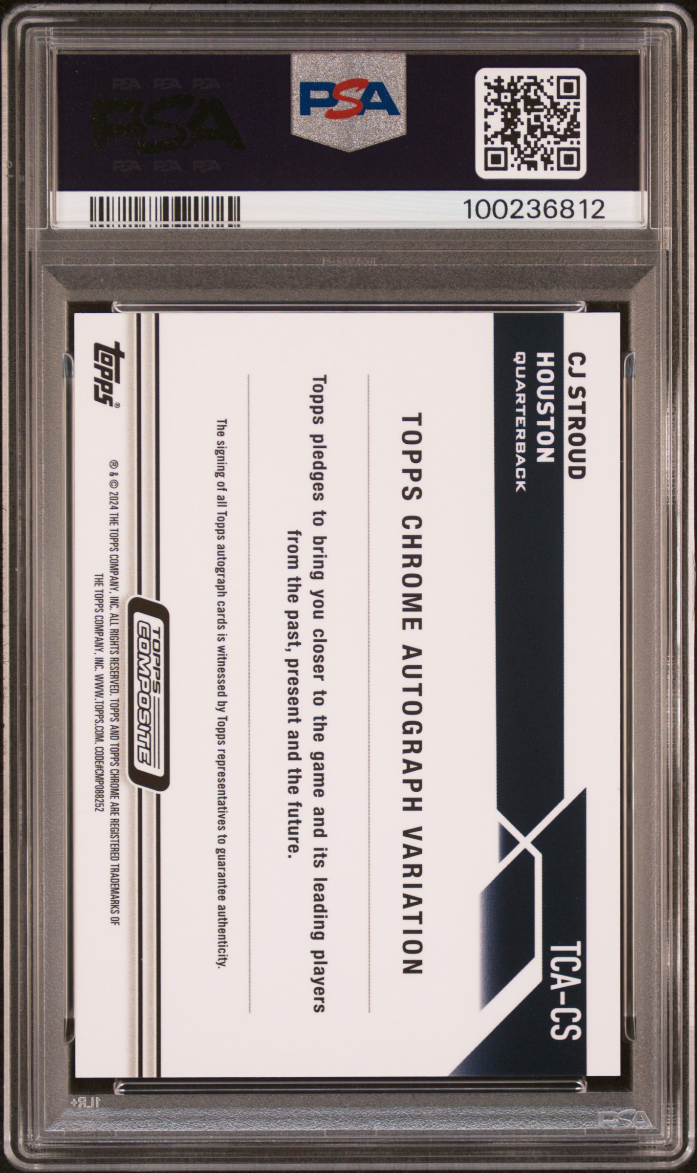 2023 Topps Composite Topps Chrome Autographs Cj Stroud #Tcacs (Chrome Auto-Purple Ref) Mint 9 back