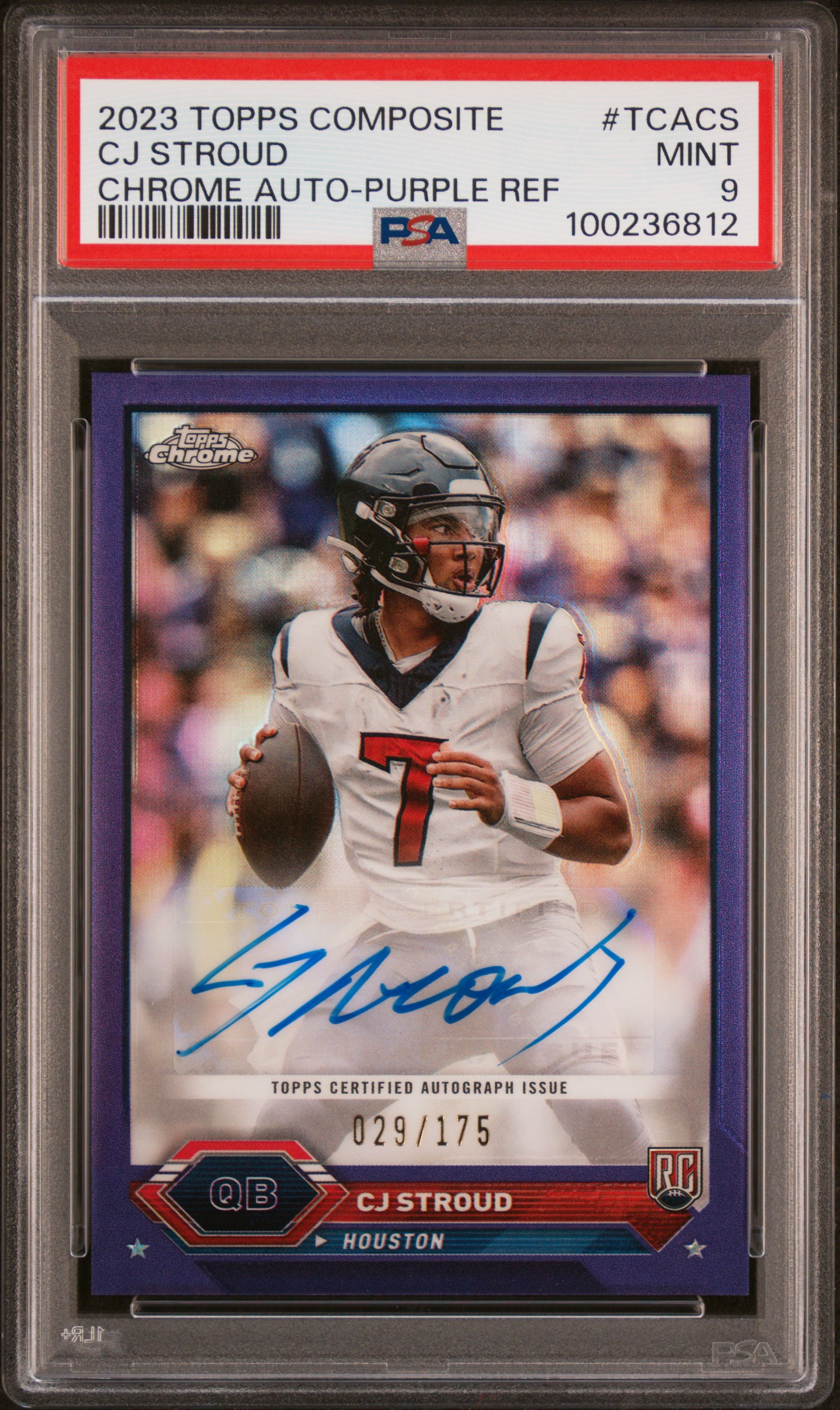 2023 Topps Composite Topps Chrome Autographs Cj Stroud #Tcacs (Chrome Auto-Purple Ref) Mint 9 front