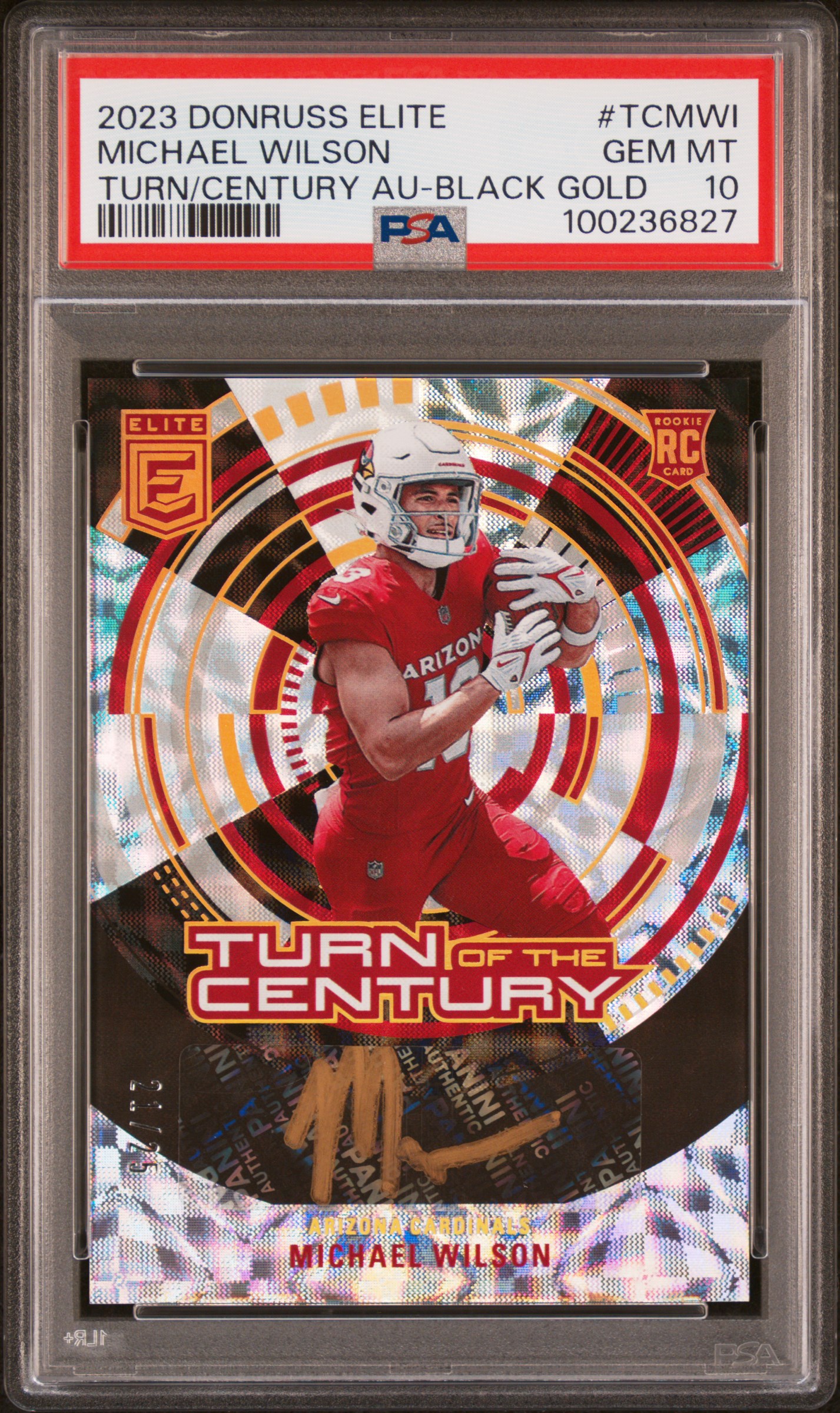 2023 Panini Donruss Elite Turn Of The Century Autograph Michael Wilson #Tcmwi (Turn/Century Au-Black Gold) Gem Mt 10 front
