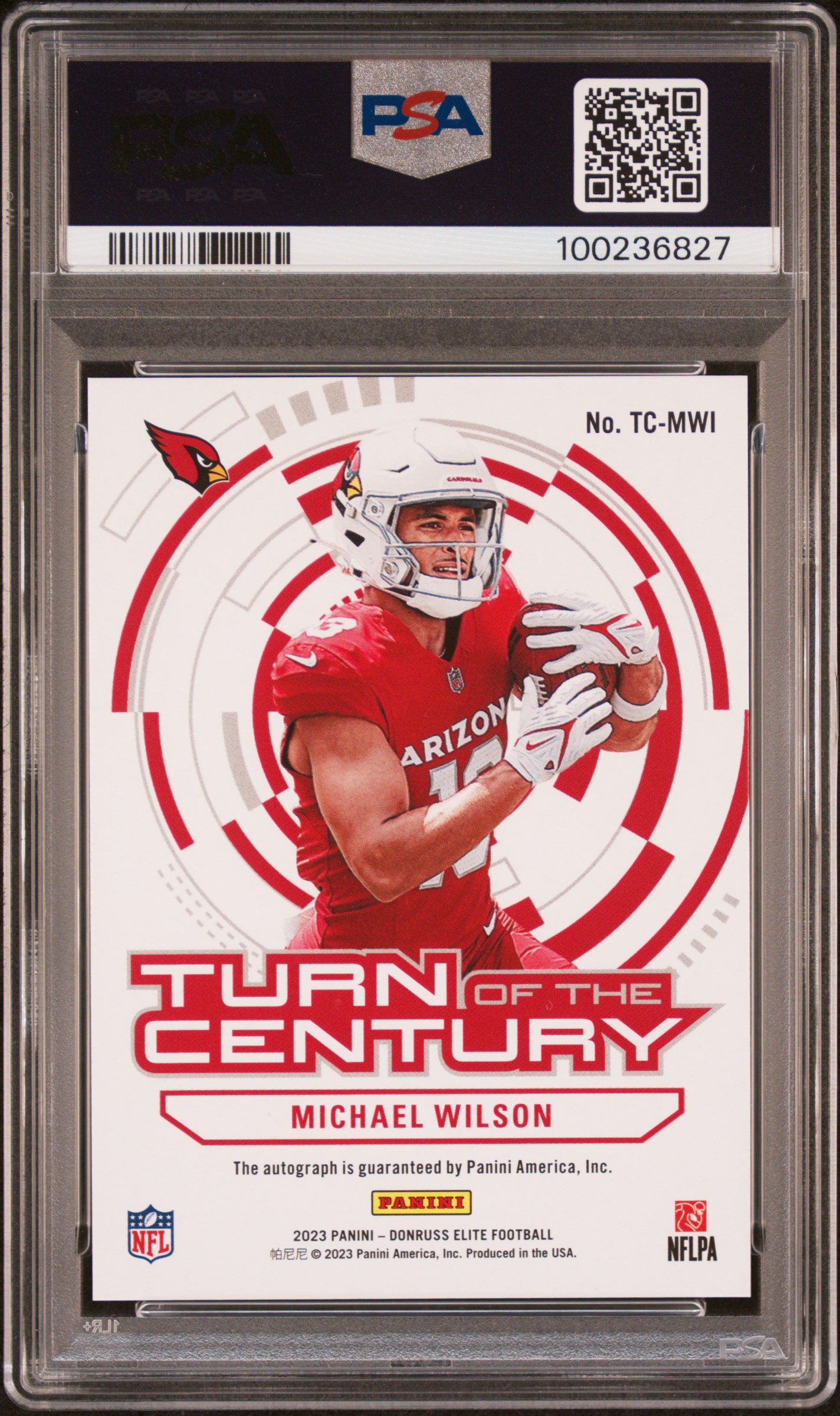 2023 Panini Donruss Elite Turn Of The Century Autograph Michael Wilson #Tcmwi (Turn/Century Au-Black Gold) Gem Mt 10 back