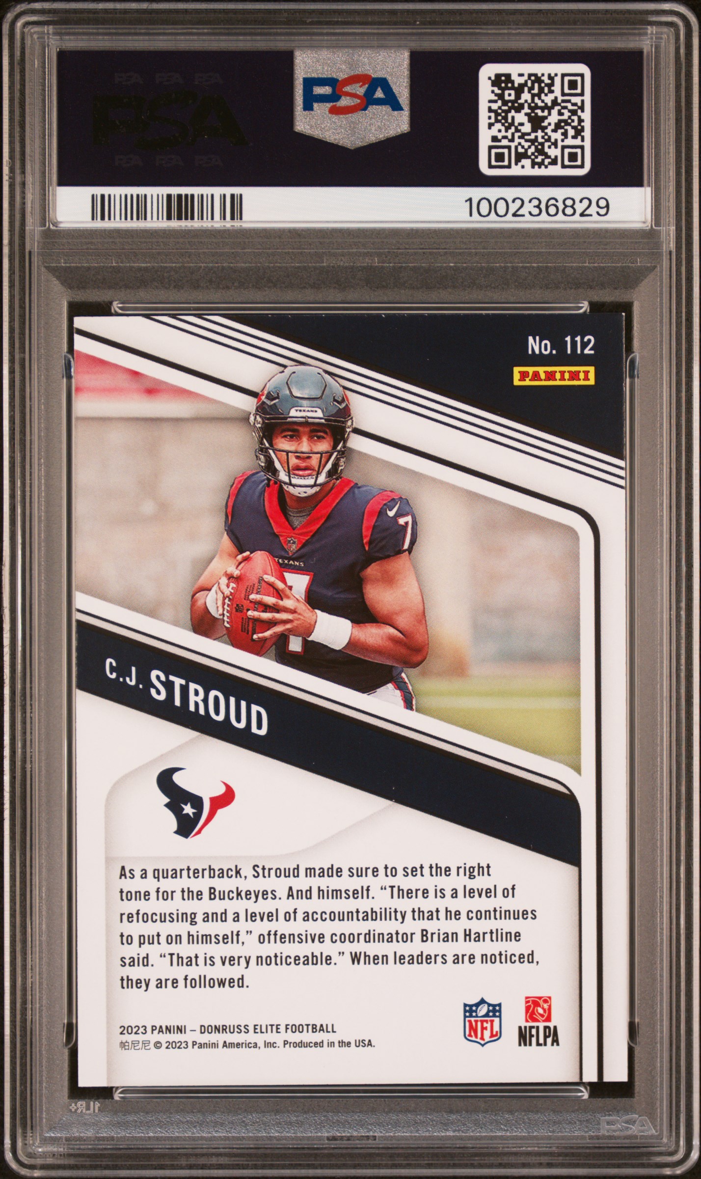 2023 Panini Donruss Elite Cj Stroud #112 (Pink) Mint 9 back