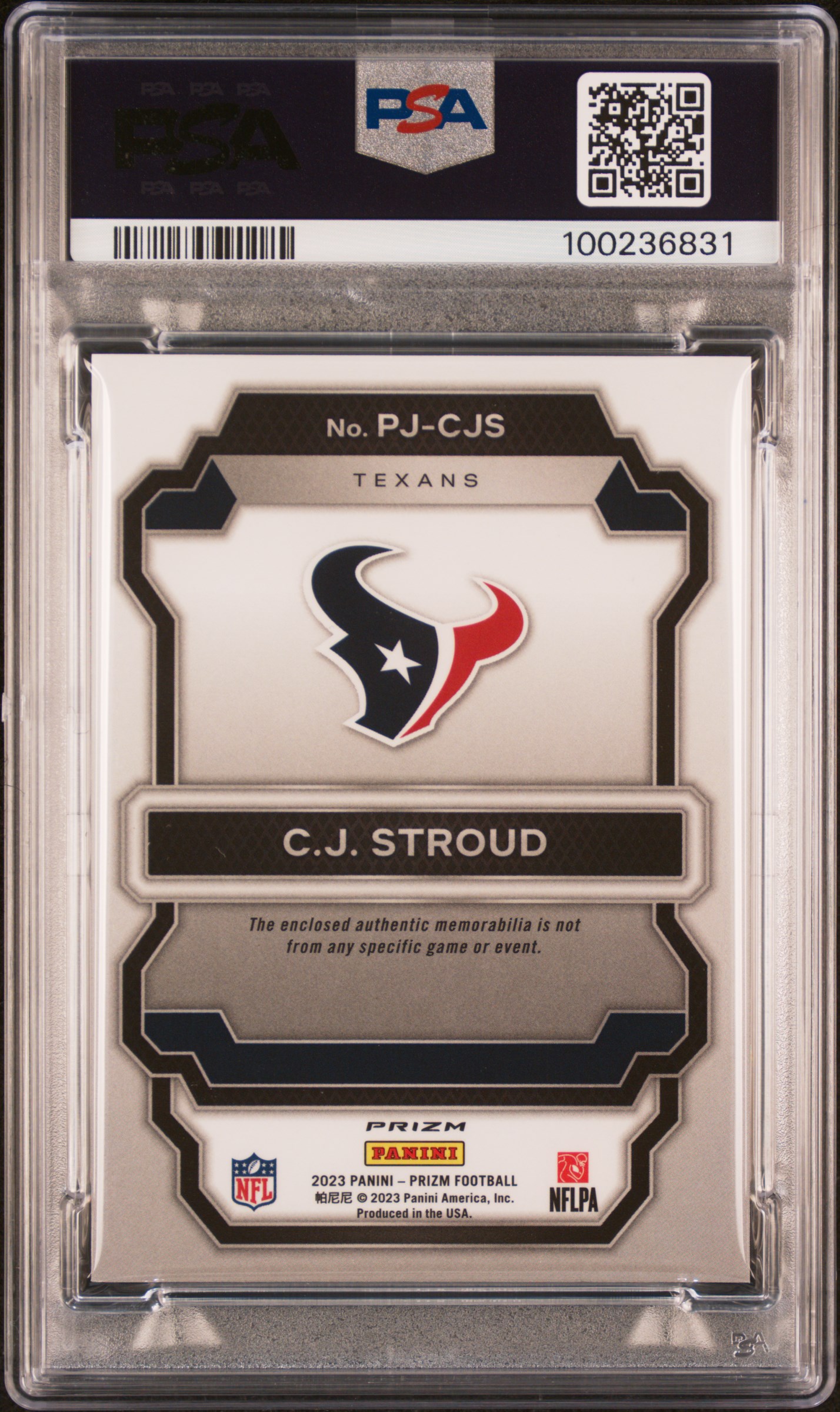 2023 Panini Prizm Premier Jerseys Cj Stroud #Pjcjs (Premier Jsy-Neon Grn Pulsar) Mint 9 back