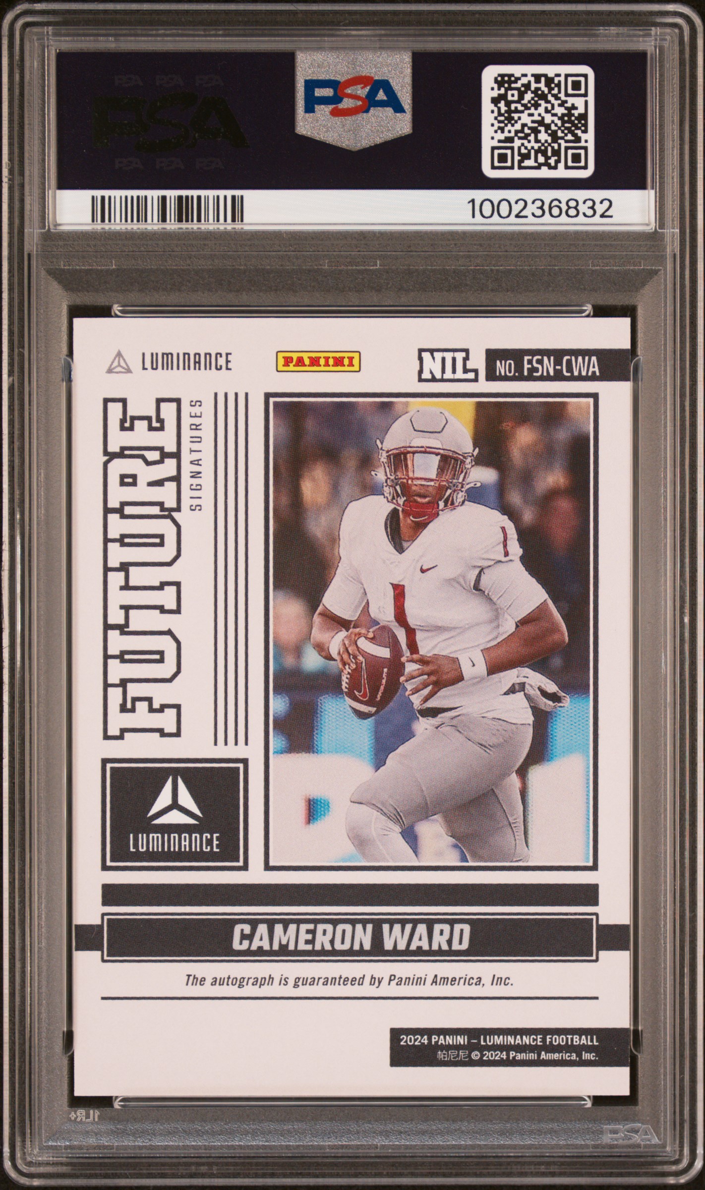 2024 Panini Luminance Future Signatures Nil Cameron Ward #Fsncwa Mint 9 back