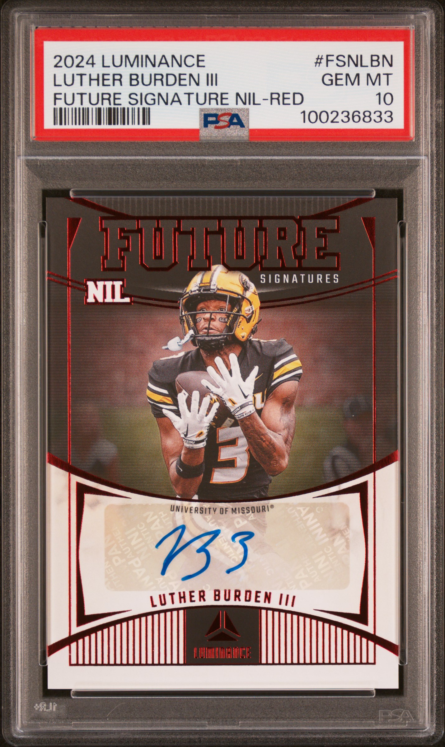 2024 Panini Luminance Future Signatures Nil Luther Burden Iii #Fsnlbn (Future Signature Nil-Red) Gem Mt 10 front