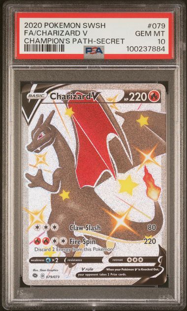 2020 Pokemon Sword & Shield Champion's Path Fa/Charizard V #079 (Champion's Path-Secret) Gem Mt 10 front