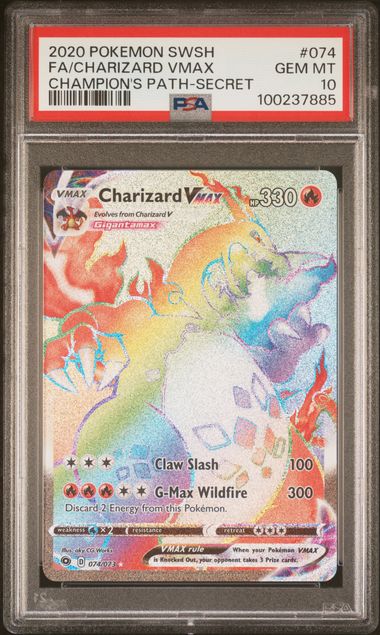 2020 Pokemon Sword & Shield Champion's Path Fa/Charizard Vmax #074 (Champion's Path-Secret) Gem Mt 10 front