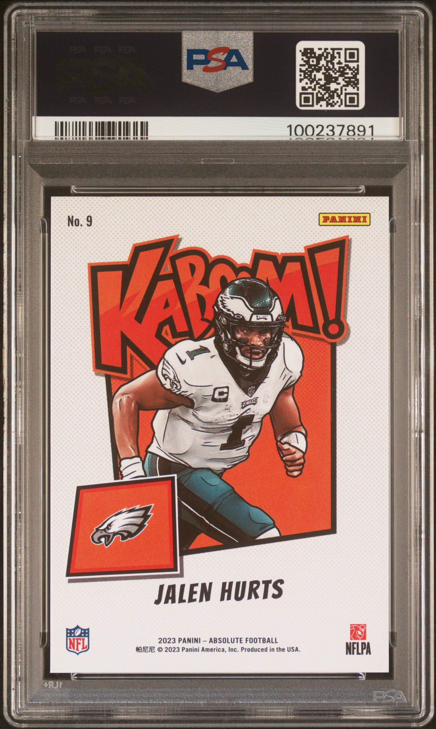 2023 Panini Absolute Kaboom! Horizontal Jalen Hurts #9 Mint 9 back