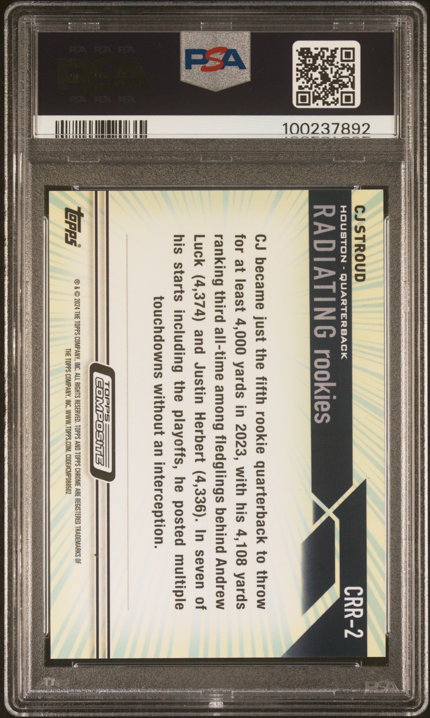 2023 Topps Composite Chrome Radiating Rookies Cj Stroud #Crr2 Mint 9 back