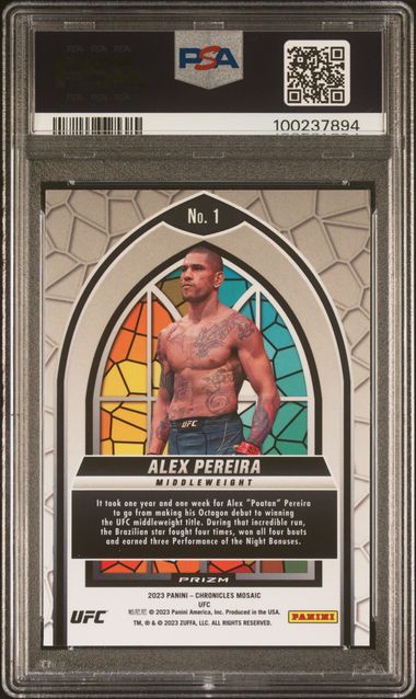 2023 Panini Chronicles Ufc Mosaic Stained Glass Alex Pereira #1 Gem Mt 10 back