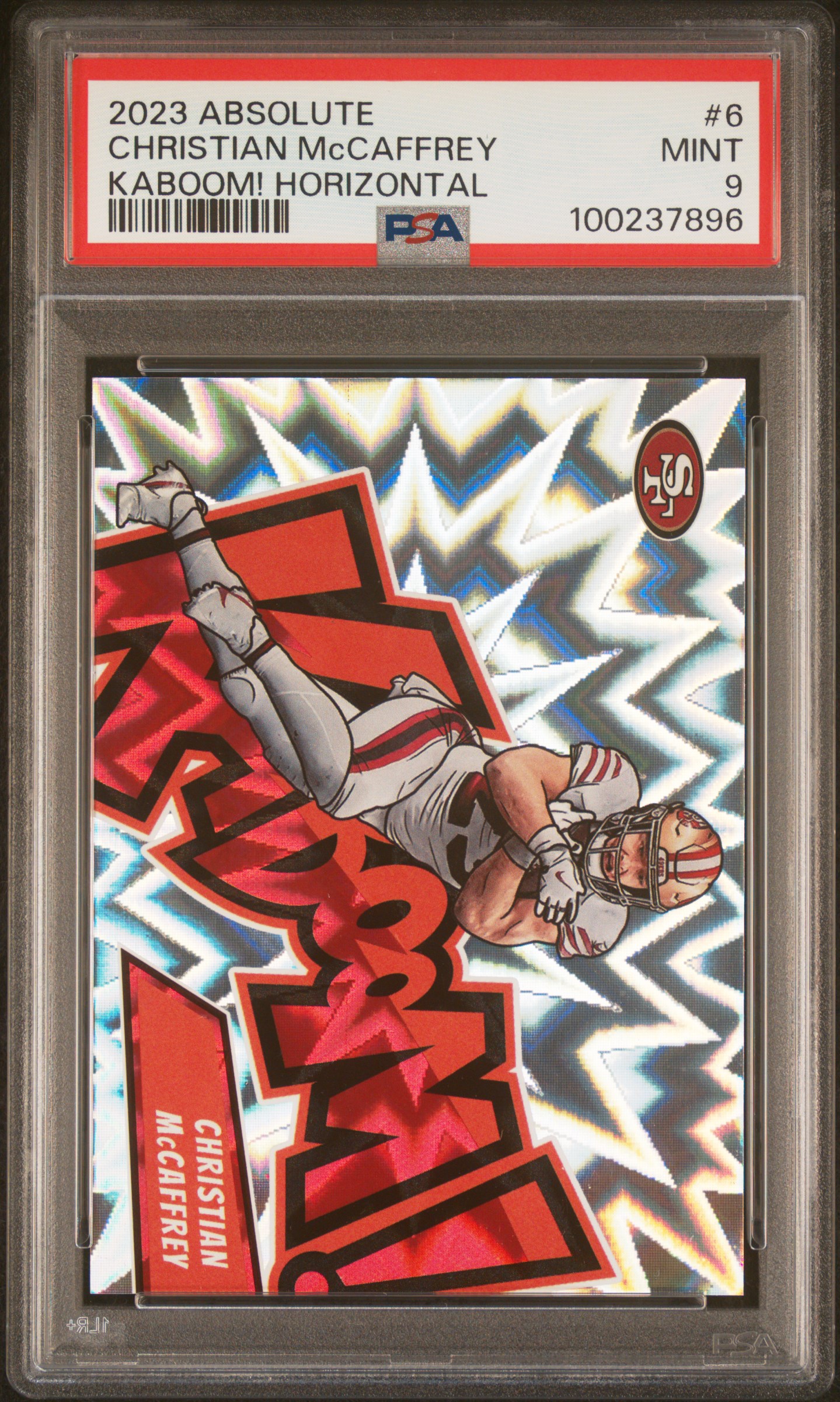 2023 Panini Absolute Kaboom! Horizontal Christian Mccaffrey #6 Mint 9 front