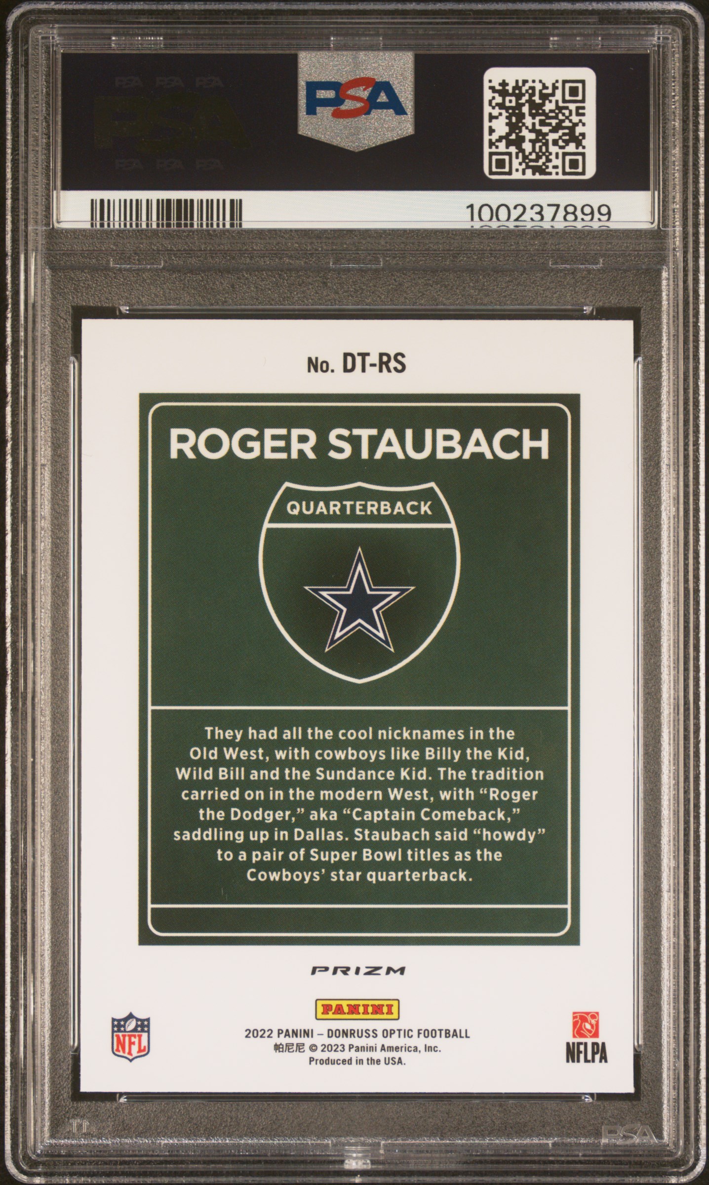 2022 Panini Donruss Optic Downtown Roger Staubach #Dtrs (Downtown) Mint 9 back