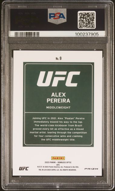 2023 Panini Donruss Optic Ufc Downtown Alex Pereira #9 Mint 9 back