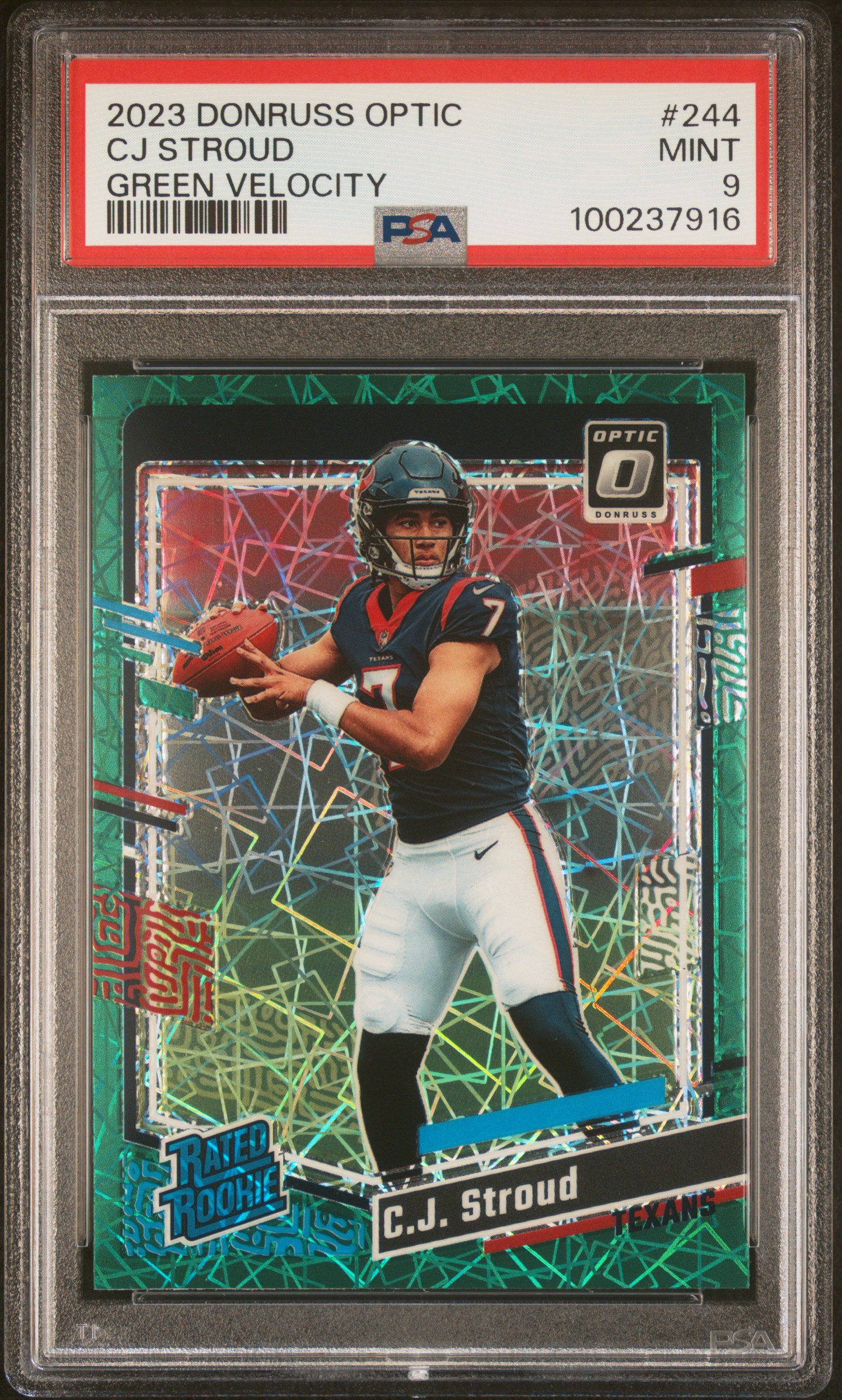 2023 Panini Donruss Optic Cj Stroud #244 (Green Velocity) Mint 9 front