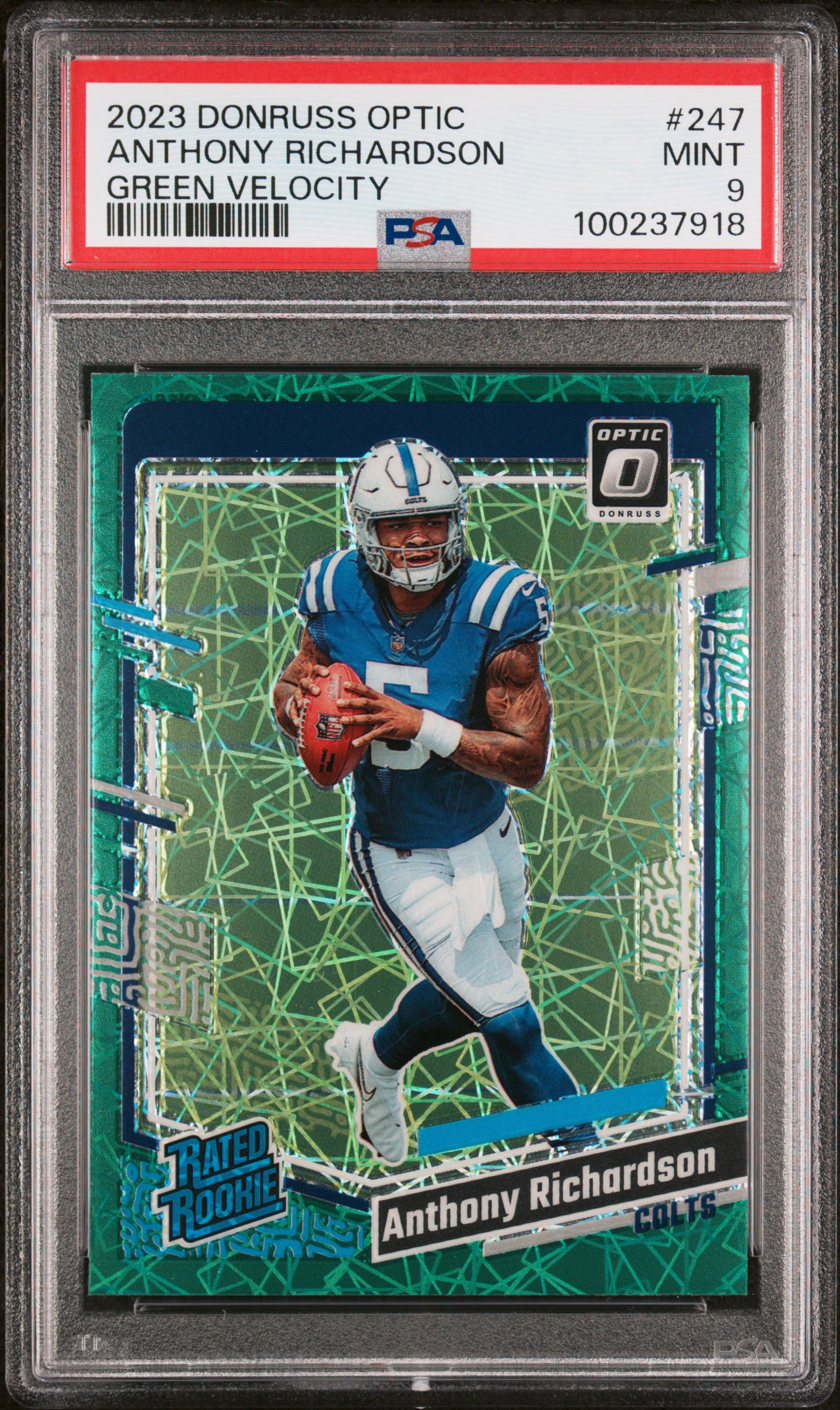 2023 Panini Donruss Optic Anthony Richardson #247 (Green Velocity) Mint 9 front