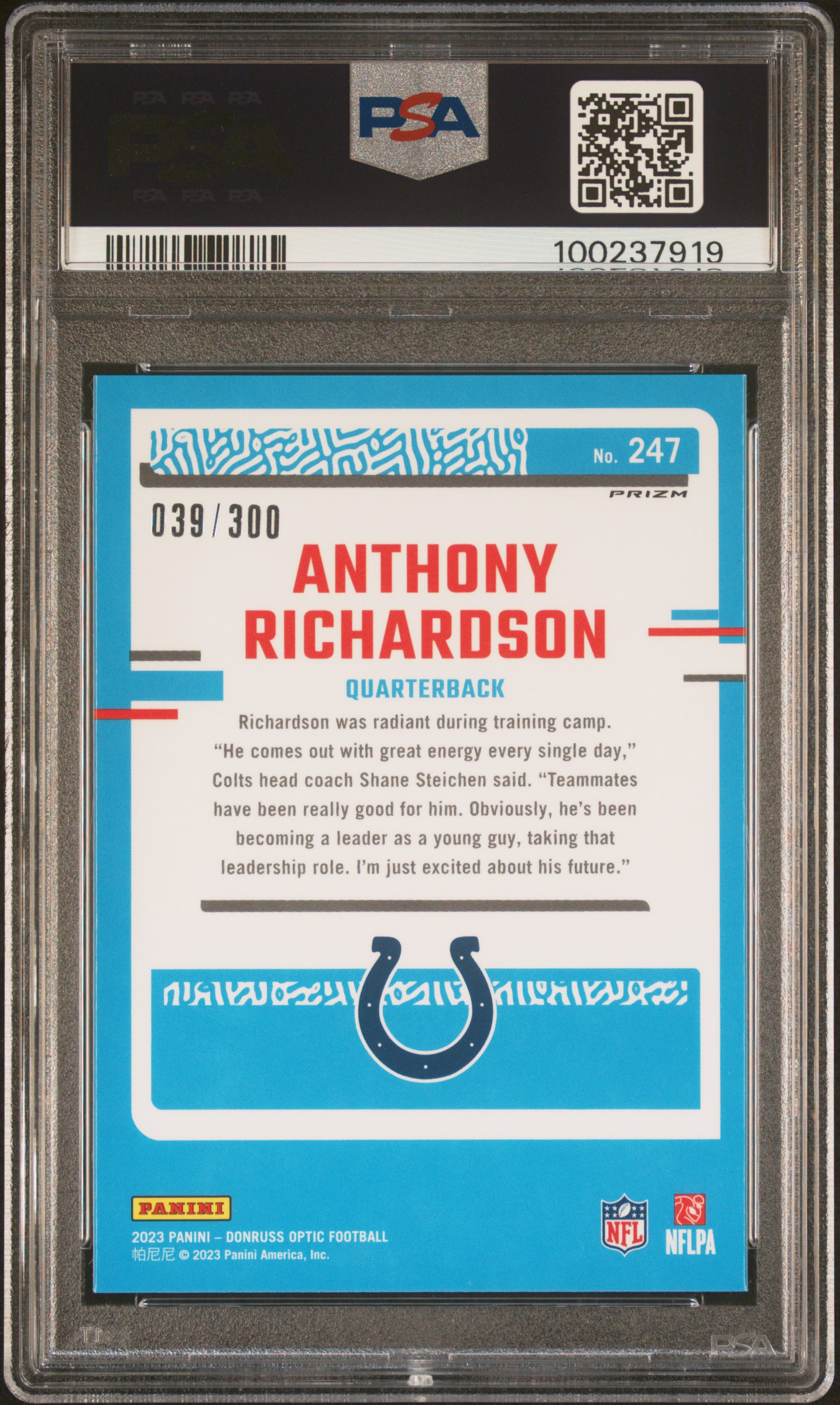 2023 Panini Donruss Optic Anthony Richardson #247 (Wave) Mint 9 back