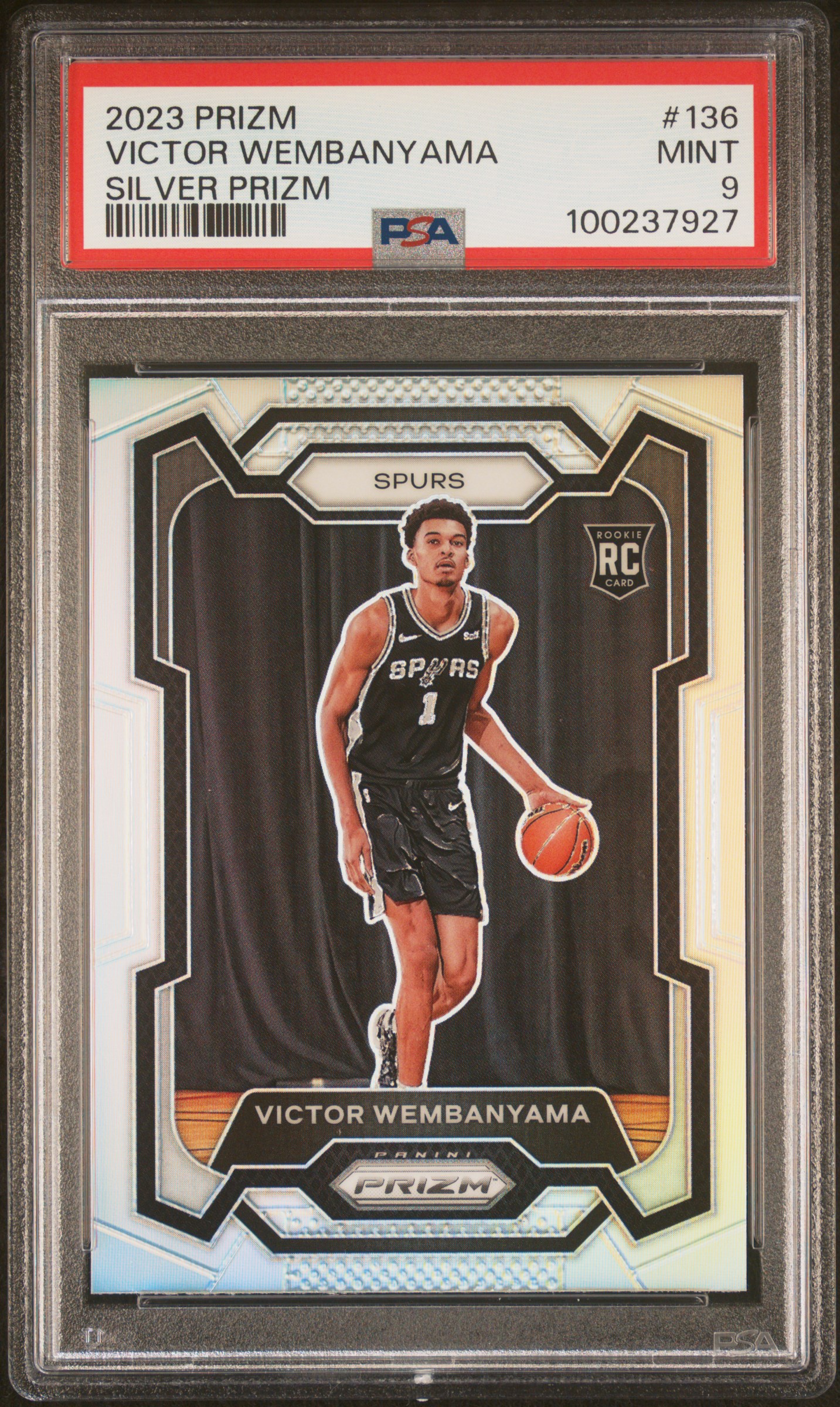 2023 Panini Prizm Victor Wembanyama #136 (Silver Prizm) Mint 9 front