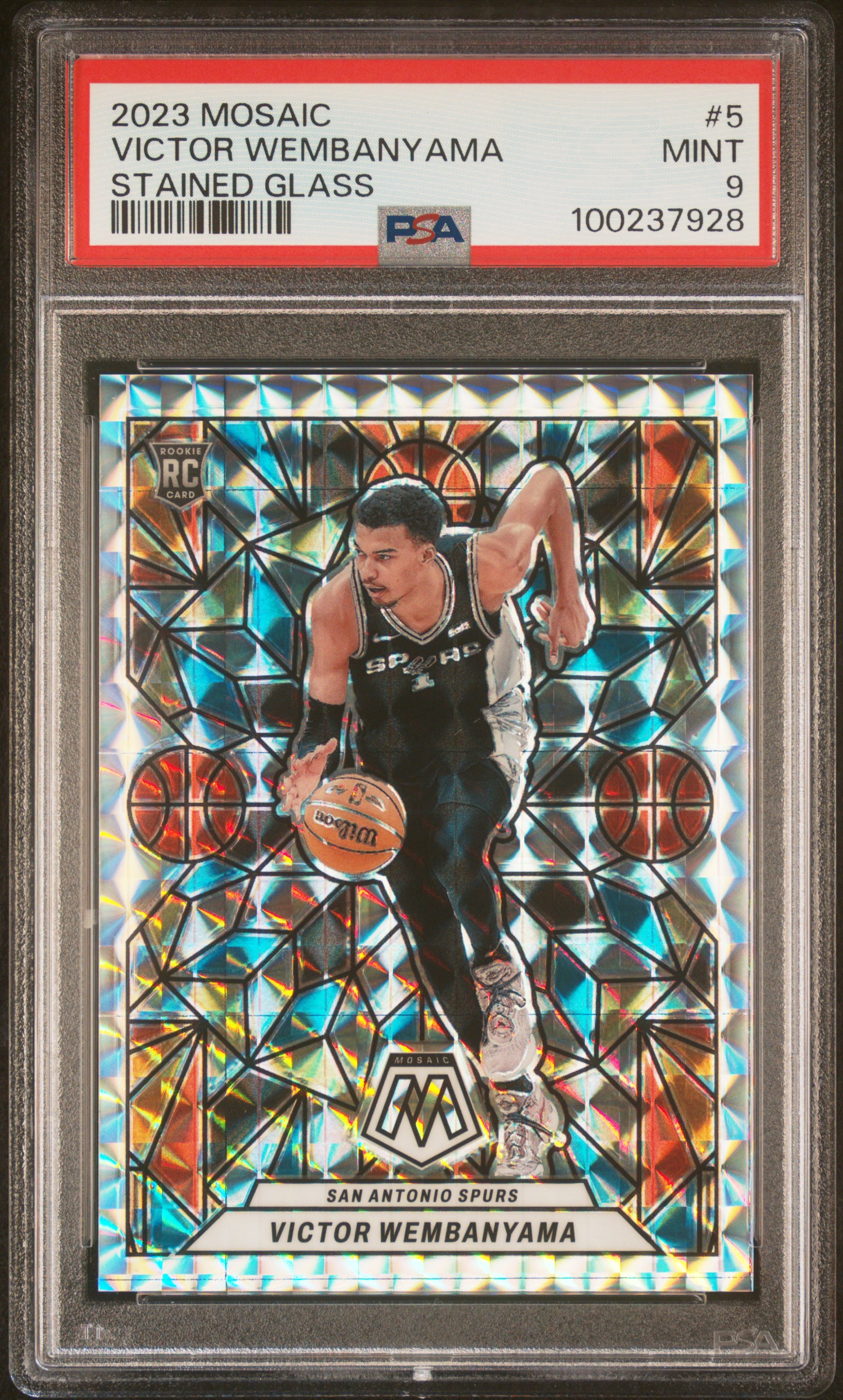 2023 Panini Mosaic Stained Glass Victor Wembanyama #5 Mint 9 front