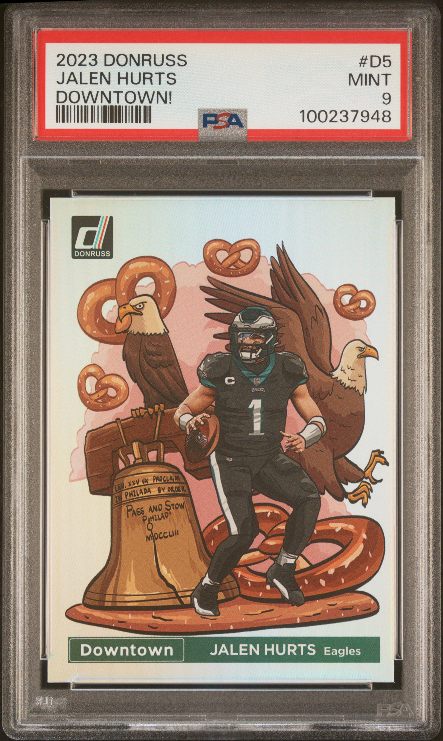 2023 Panini Donruss Downtown! Jalen Hurts #D5 Mint 9 front