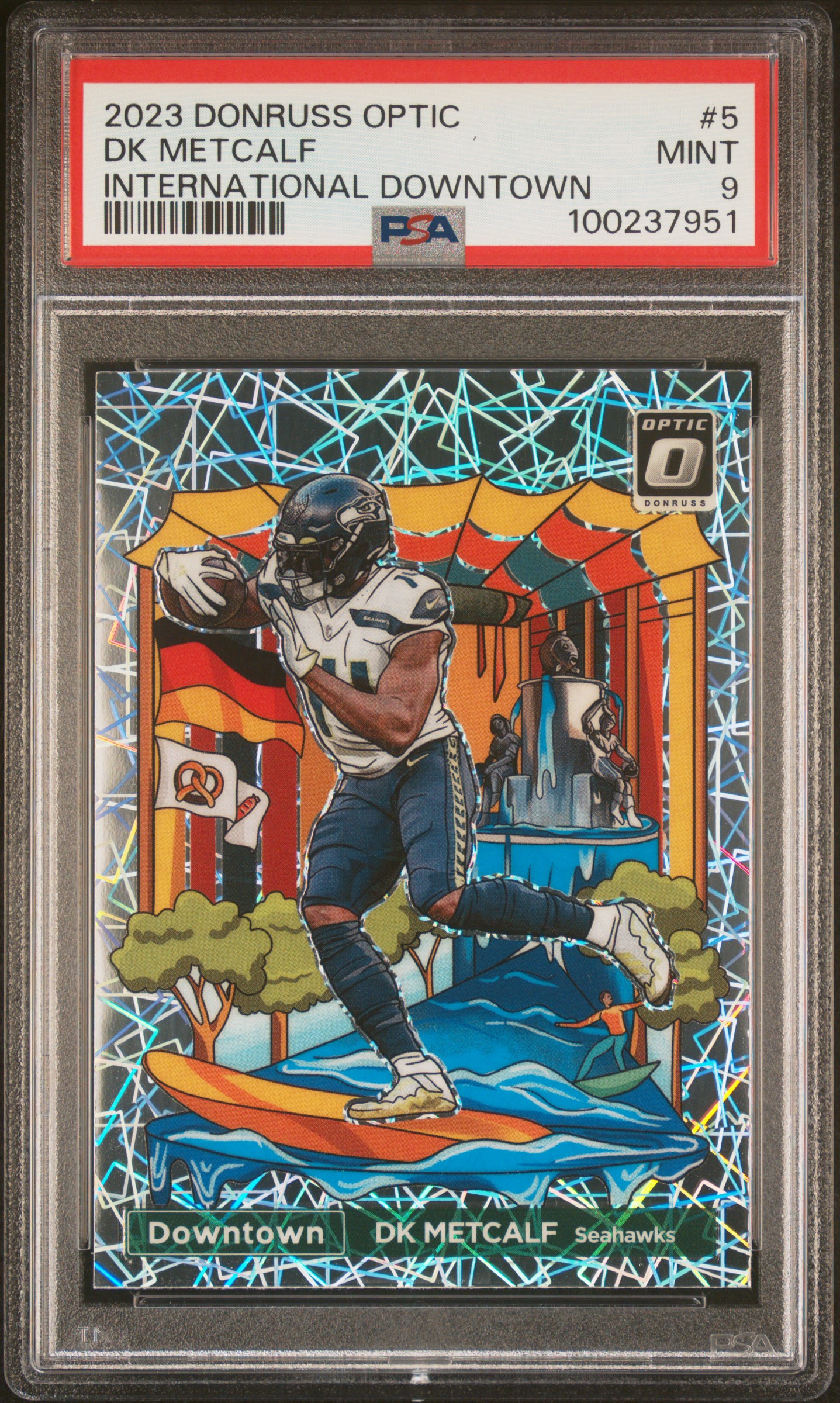 2023 Panini Donruss Optic International Downtown Dk Metcalf #5 Mint 9 front