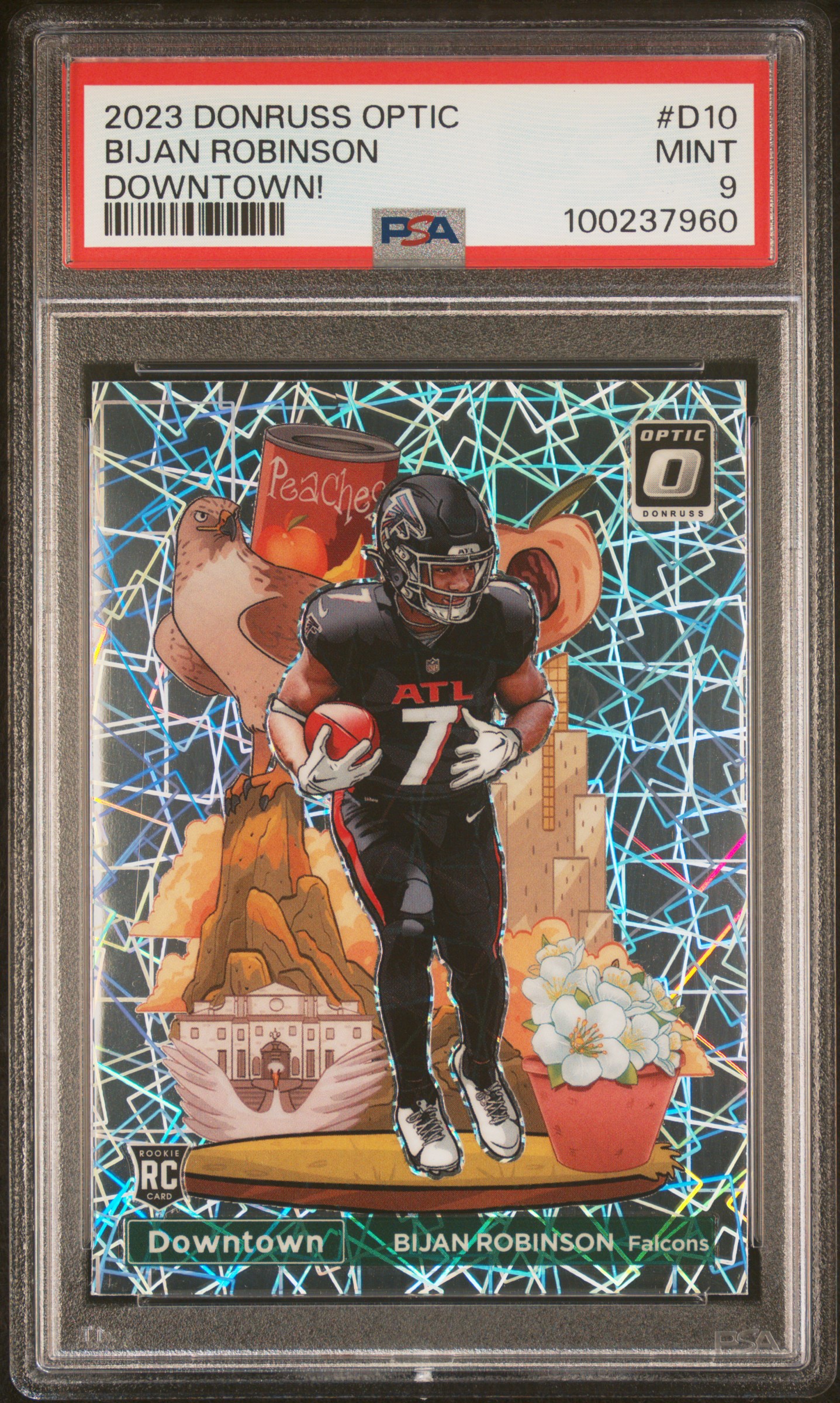 2023 Panini Donruss Optic Downtown! Bijan Robinson #D10 Mint 9 front