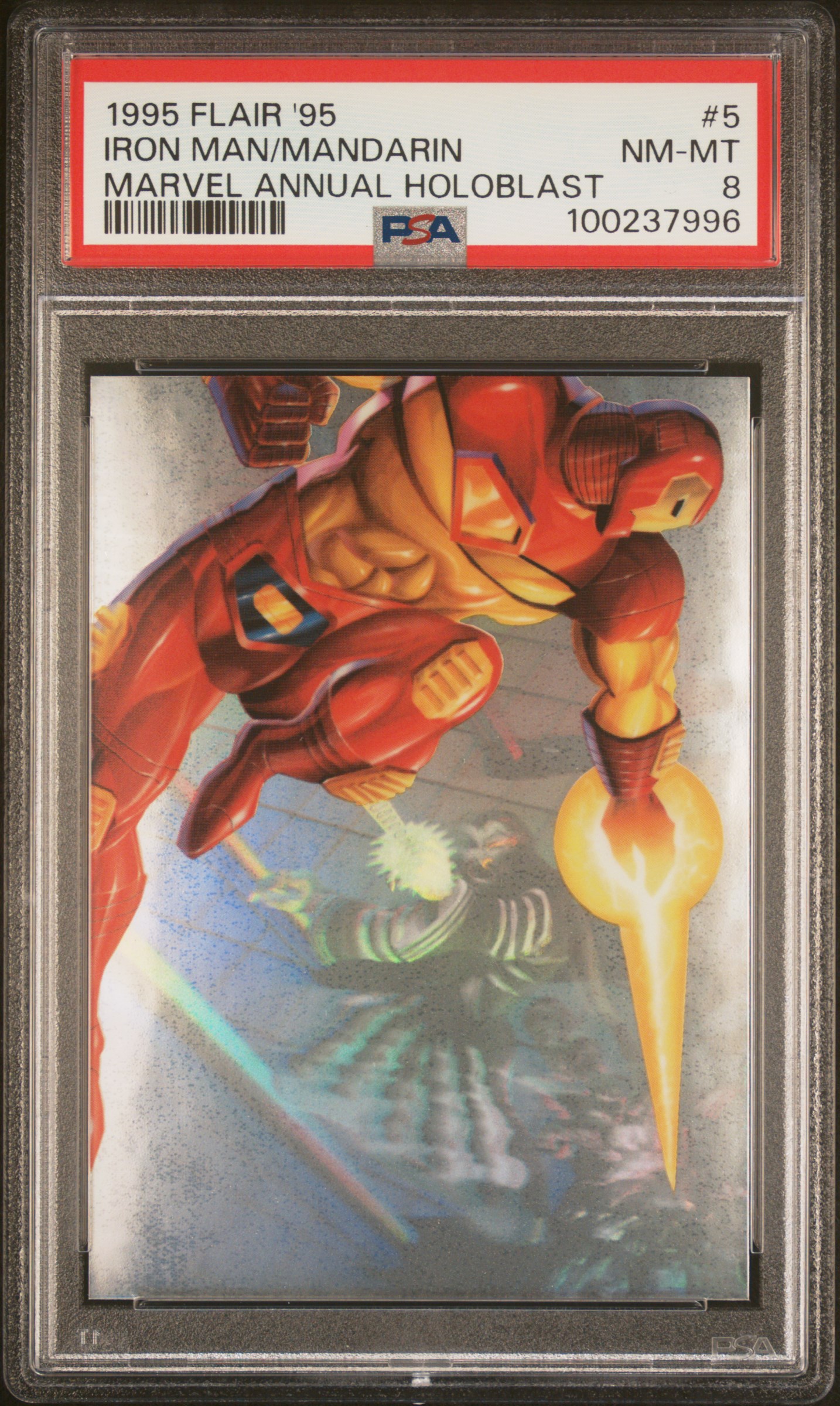 1995 Flair '95 Marvel Annual Holoblast Iron Man/Mandarin #5 (Marvel Annual Holoblast) Nm-Mt 8 front