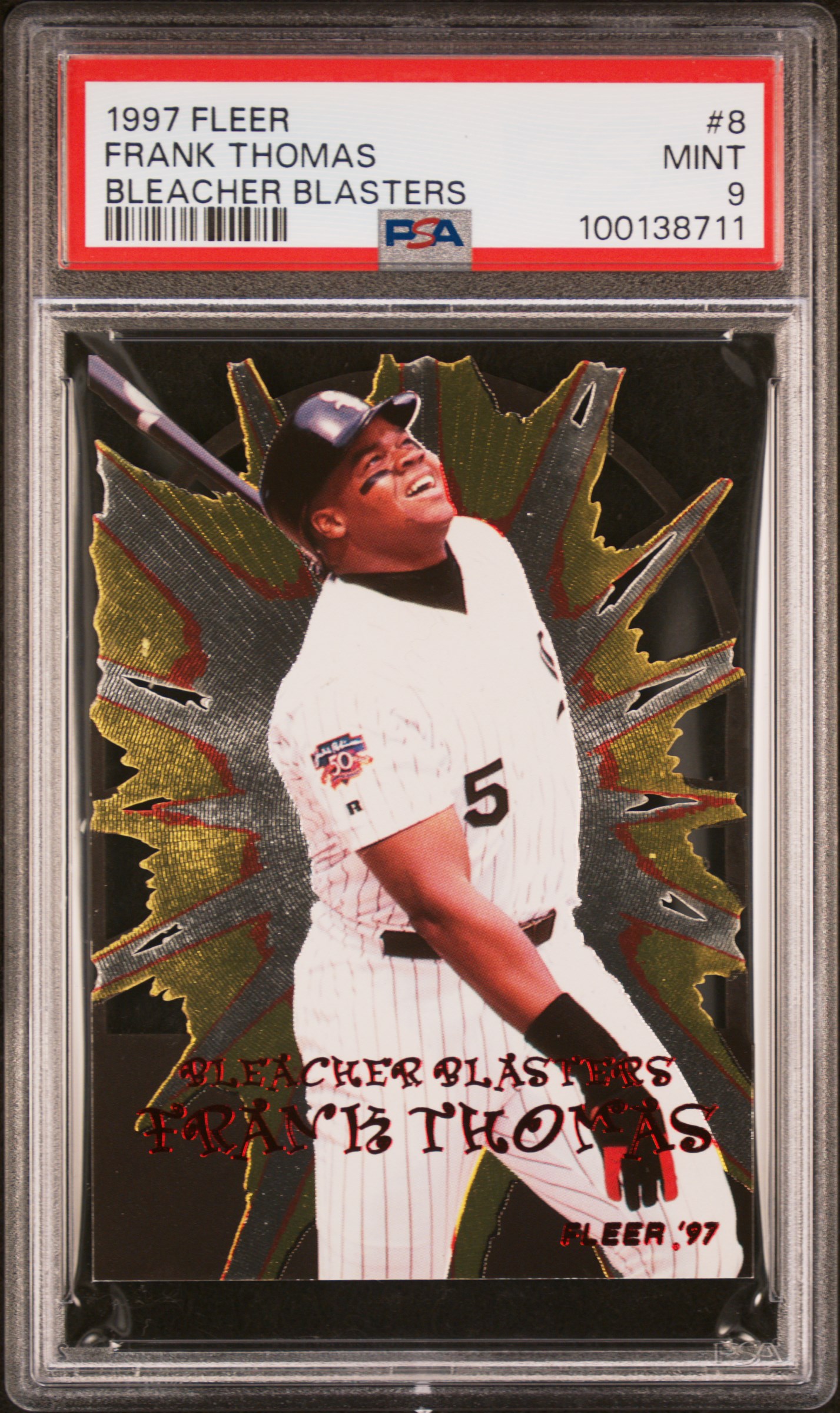 1997 Fleer Bleacher Blasters Frank Thomas #8 (Bleacher Blasters) Mint 9 front